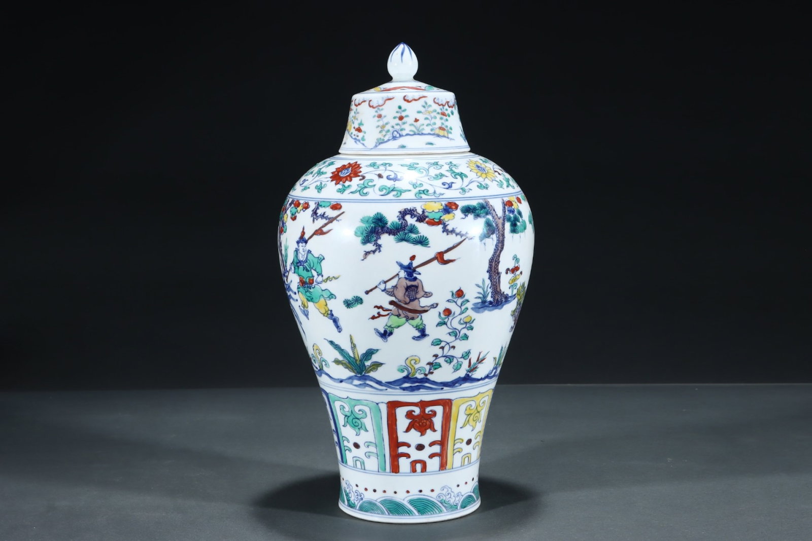 A Rare Doucai Character and Story Pattern Bottle - 2