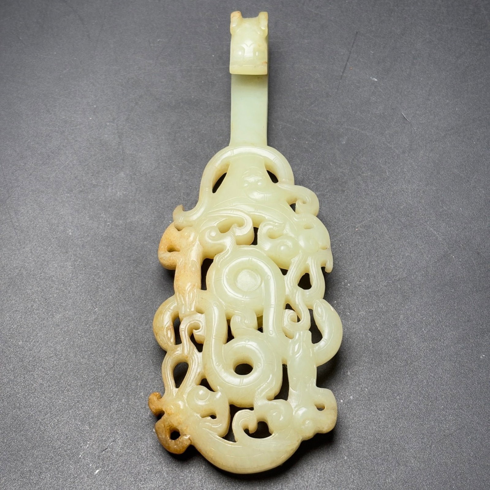 An Exquisite White Jade Dragon Pattern Hook - 7