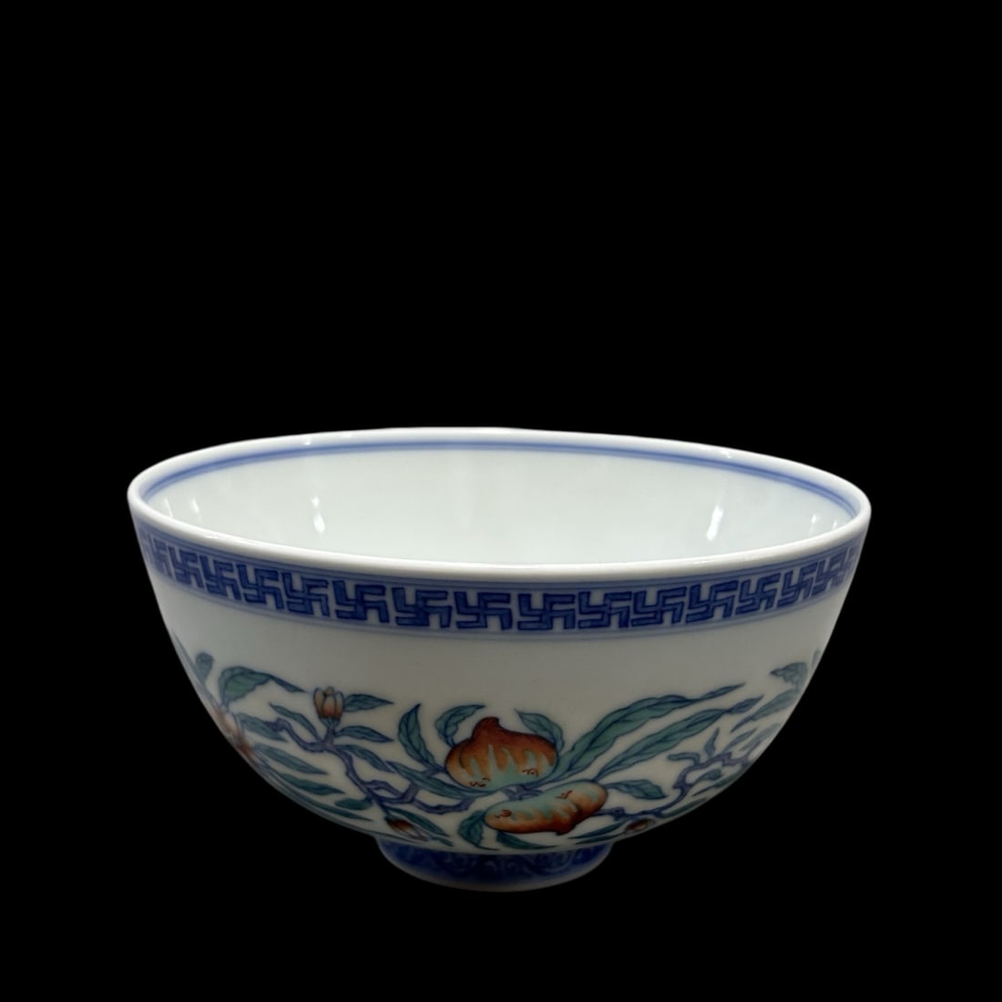 An Exquisite Doucai Blue and White Flower and Fruit Pattern Bowl: An Exquisite Doucai Blue and White Flower and Fruit Pattern Bowl,Qing Dynasty,China,Tongzhi Six-character Mark,Size:5.5inx3.1in
