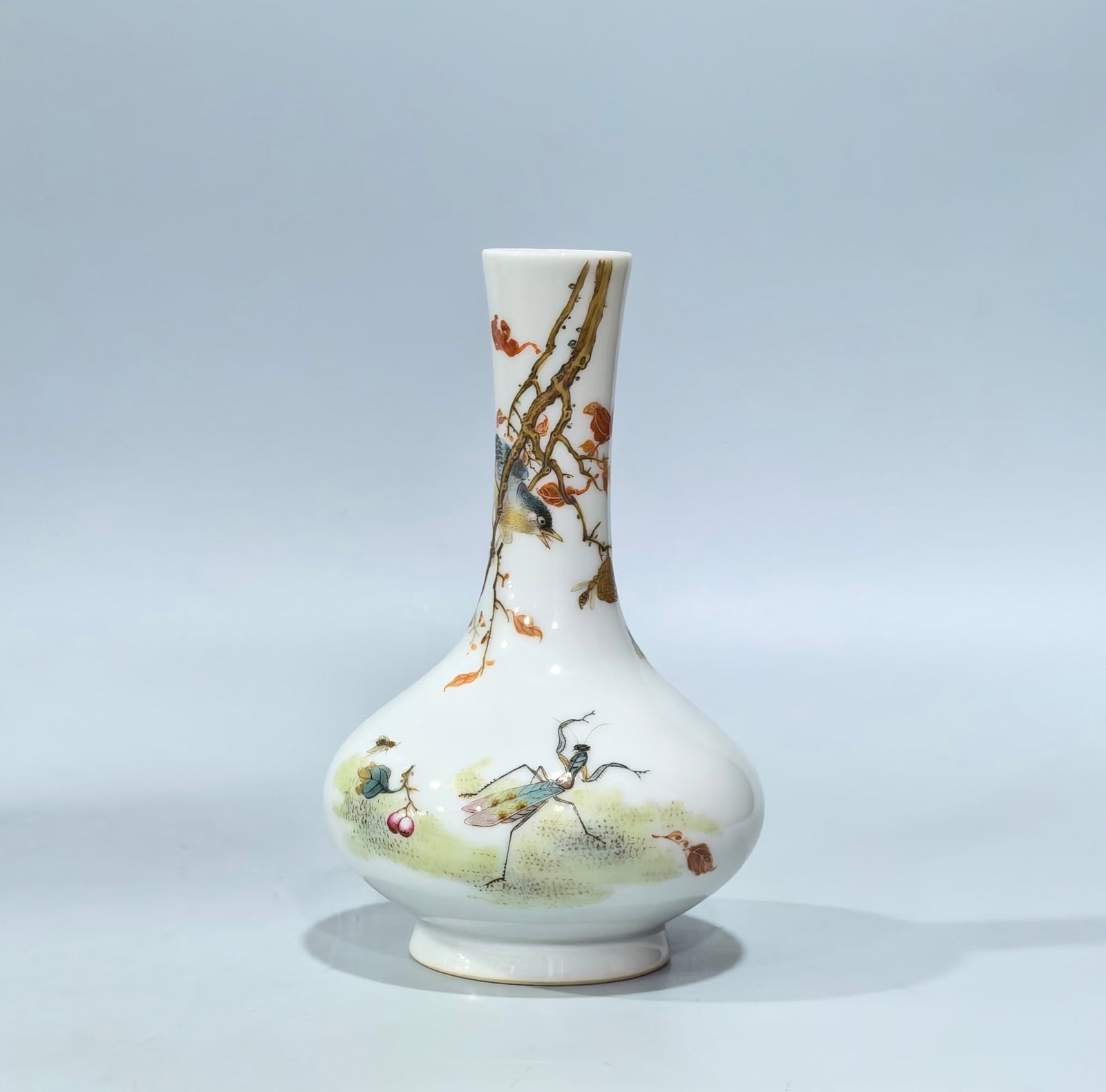 An Exquisite Famille-Rose Insect Pattern Vase,with poem (1 of 8)
