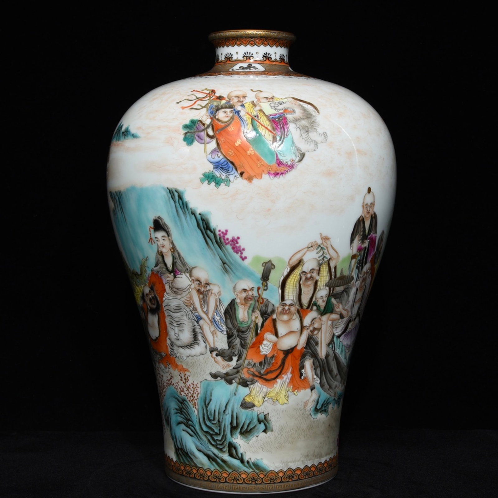 A Rare Famille-Rose Character and Story Pattern Vase: A Rare Famille-Rose Character and Story Pattern Vase,Qing Dynasty,China,Yongzheng Six-character Mark,Size:14.4inx9.8in 粉彩人物故事纹瓶,中国