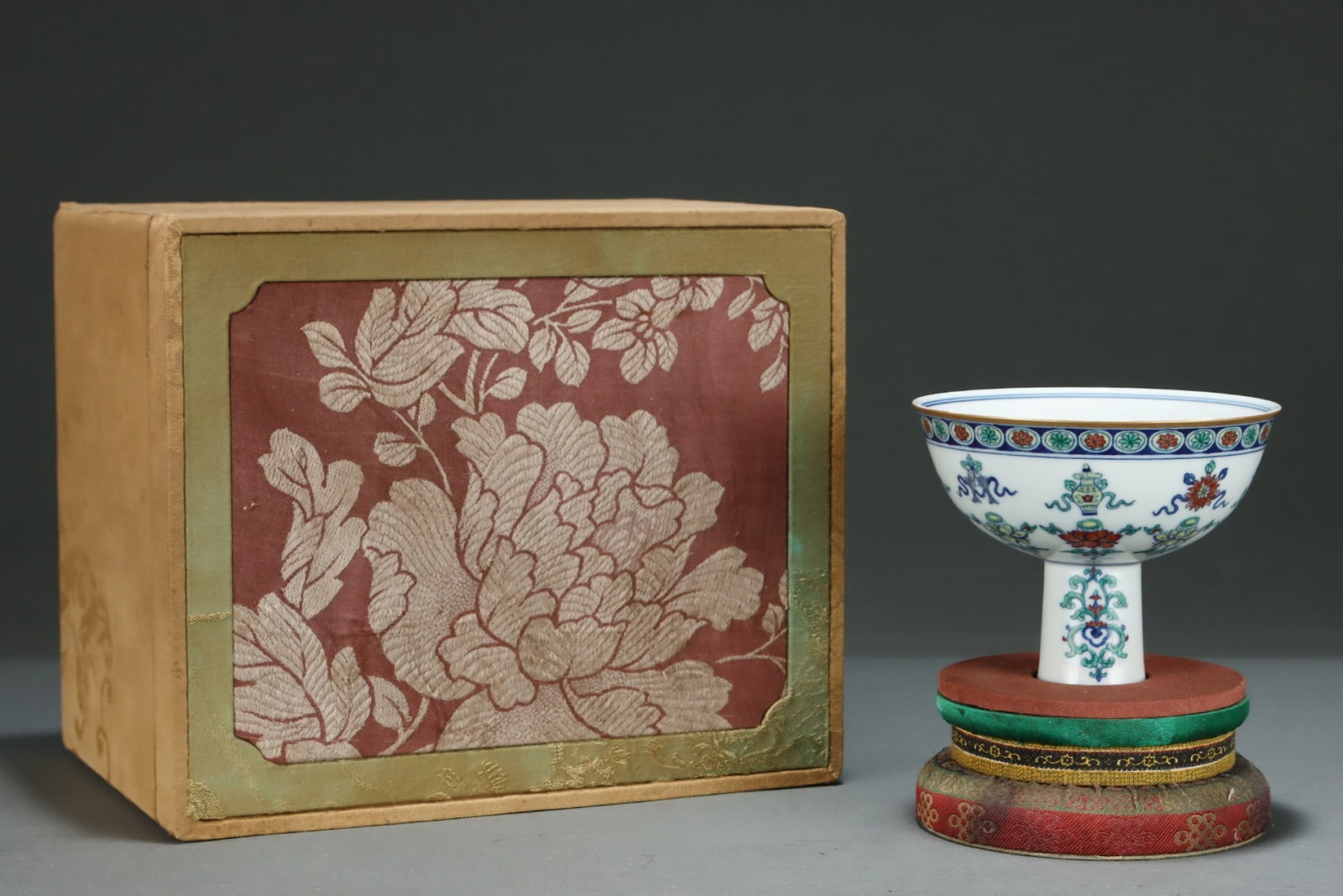 An Exquisite Doucai Eight Treasures Pattern Stem Cup (1 of 8)