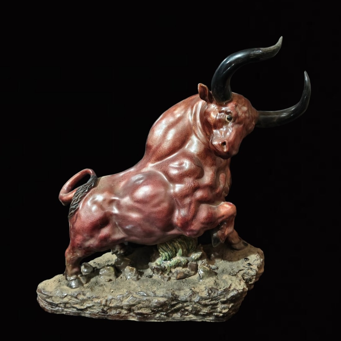 A Huge Shiwan yao Buffalo Ornament: A Huge Shiwan yao Buffalo Ornament,the Republic of China,With Mark,Size:16.9inx6.7inx16.7in 石湾窑牛摆件,中国民国时期,带&#