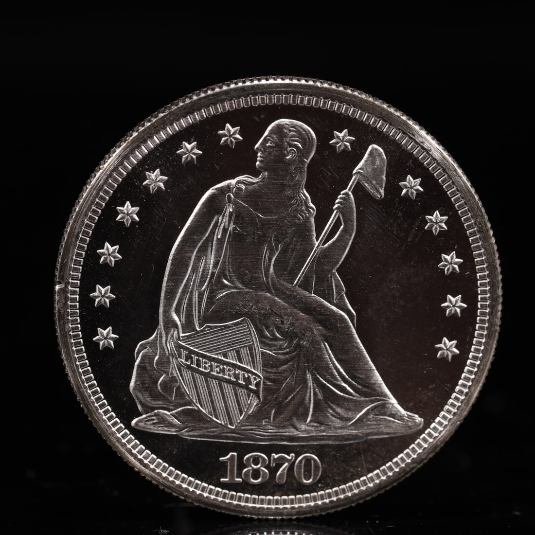 USA One Dollar 1870 Coin: American coin. IN GOD WE TRUST / LIBERTY / 1870 / UNITED STATES OF AMERICA / ONE DOL. Mint Mark: S.Weight:26.9g.