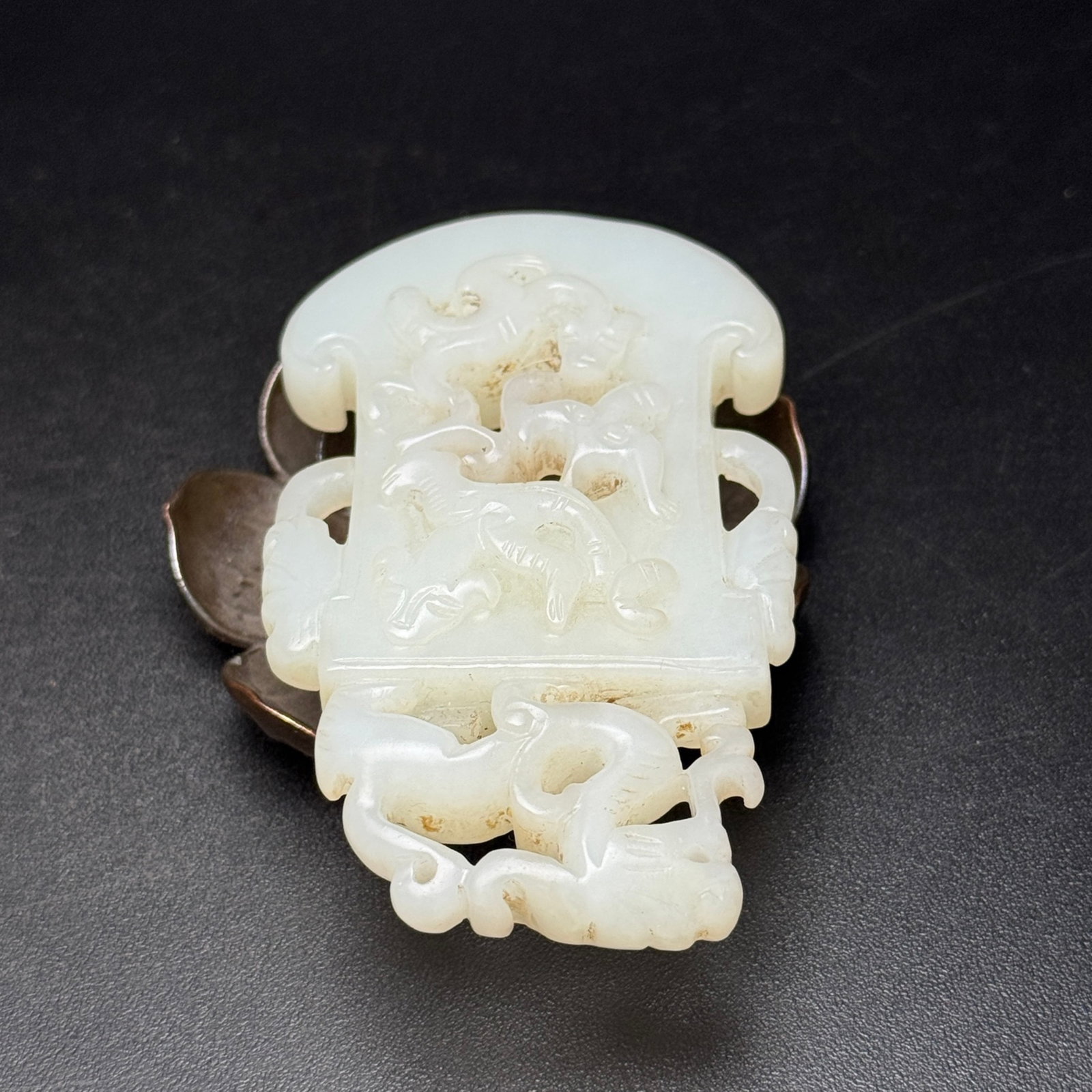 An Exquisite White Jade Chi-Dragon Pattern Axe - 5