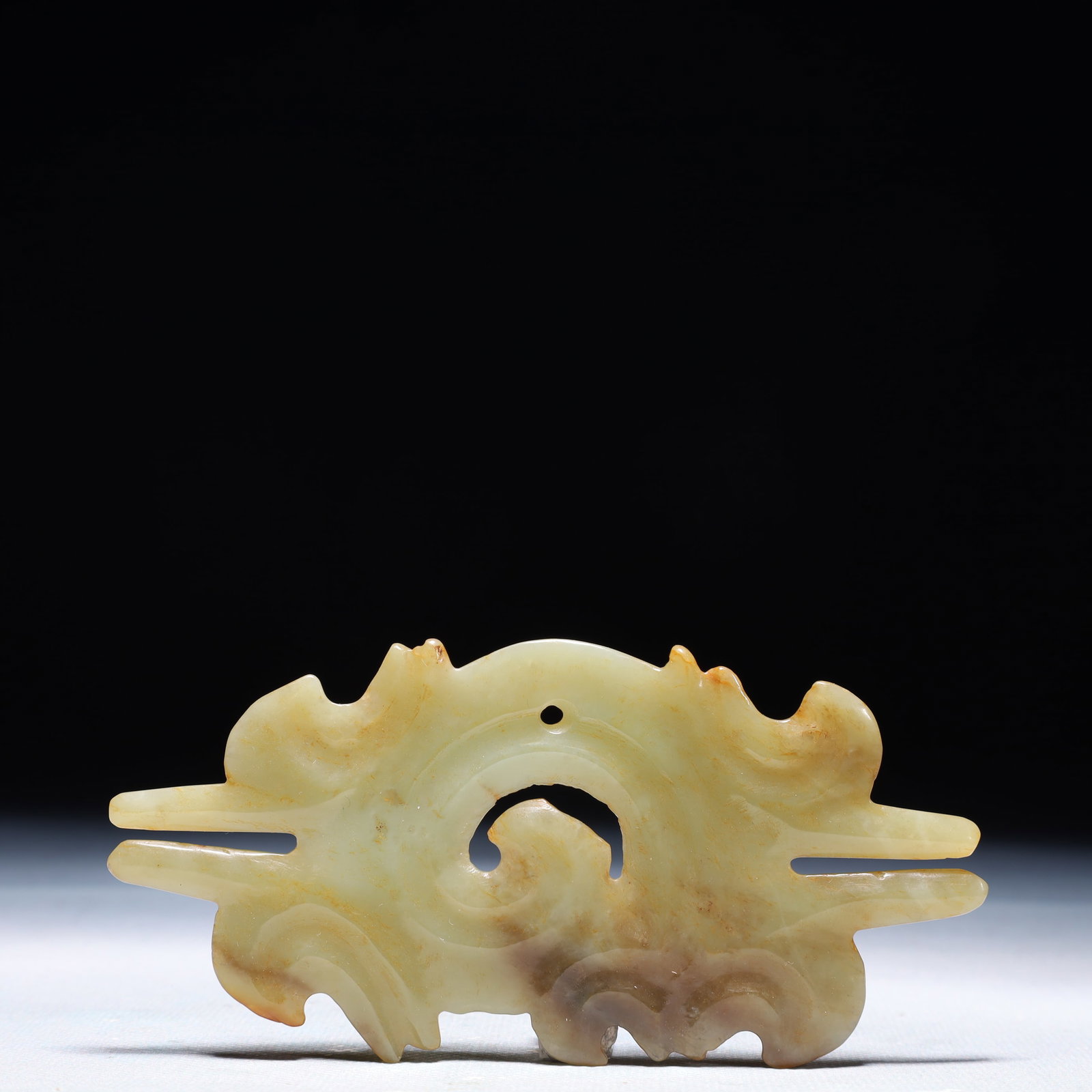 An Archaic Hongshan Culture White Jade Pendant: An Archaic Hongshan Culture White Jade Pendant,Ancient Time,China,Size:4.7inx2.3in,Weight:47.1g 红山文化白玉挂件,中国新石器