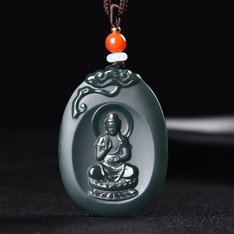 An Exquisite Cyan jade Statue of Amitayus Pendant: An Exquisite Cyan jade Statue of Amitayus Pendant,Size:45mx1.3inx0.3in 青玉无量寿佛像挂件