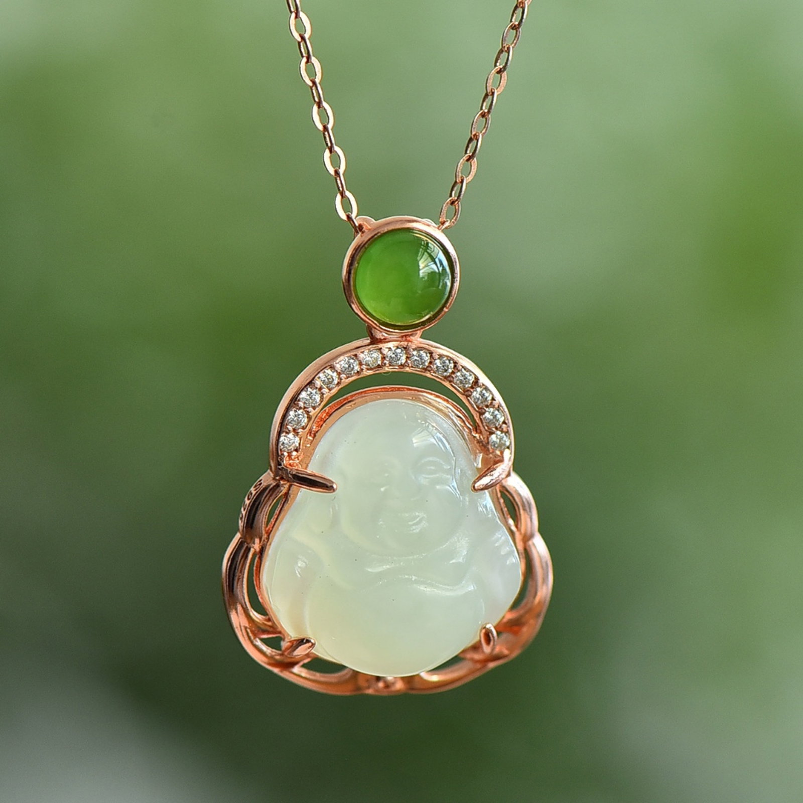 An Exquisite Sterling Silver-Gold Plated Inlaid White Jade Pendant: An Exquisite Sterling Silver-Gold Plated Inlaid White Jade Pendant, 纯银镀金镶白玉吊坠
