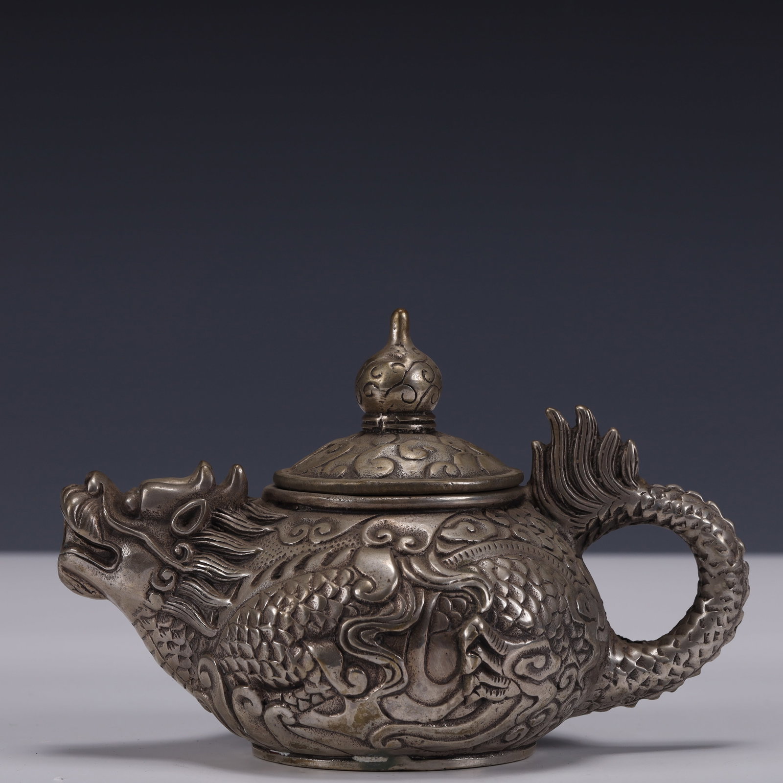 An Exquisite Silver-Plated Bronze Dragon Pattern Ewer (1 of 11)