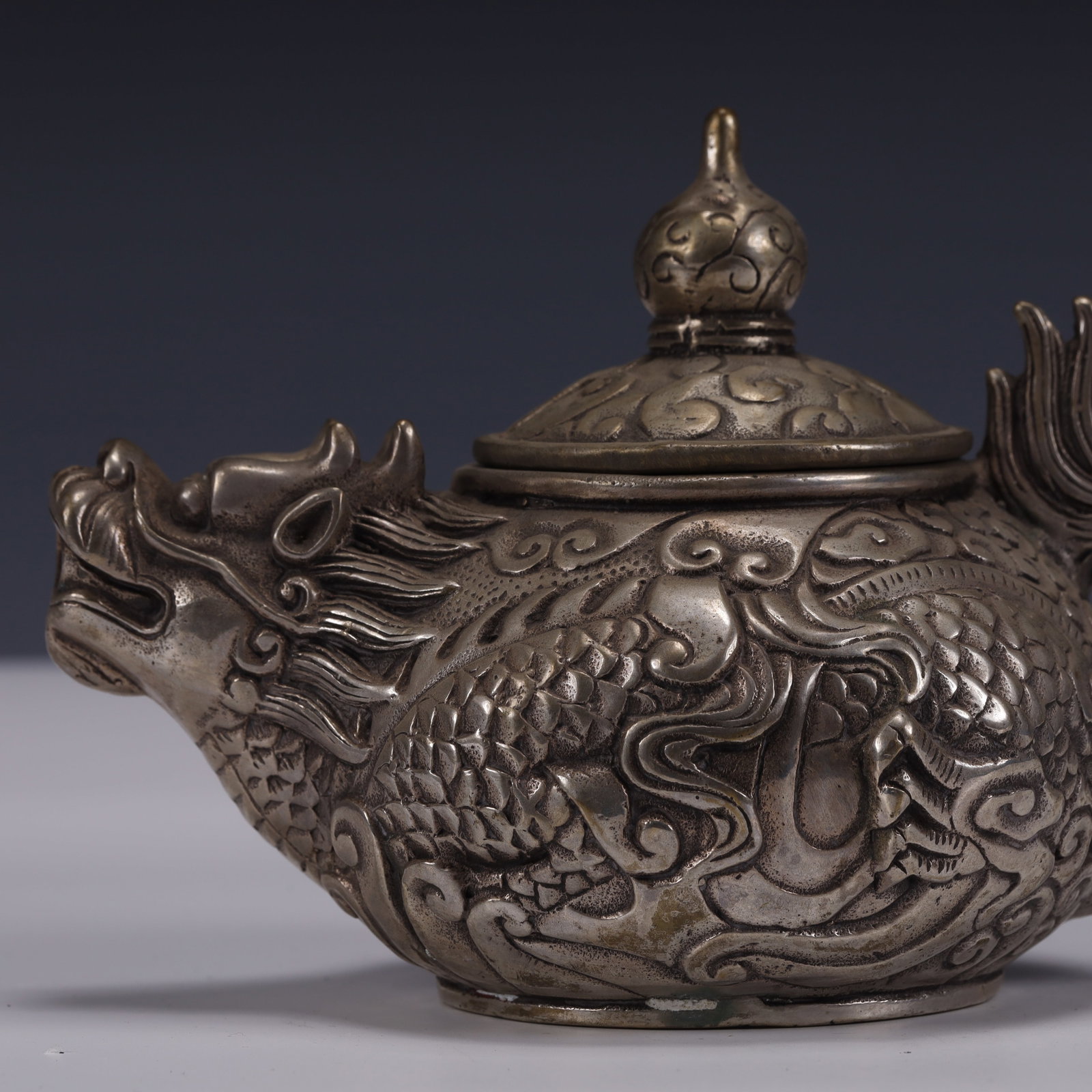 An Exquisite Silver-Plated Bronze Dragon Pattern Ewer - 2