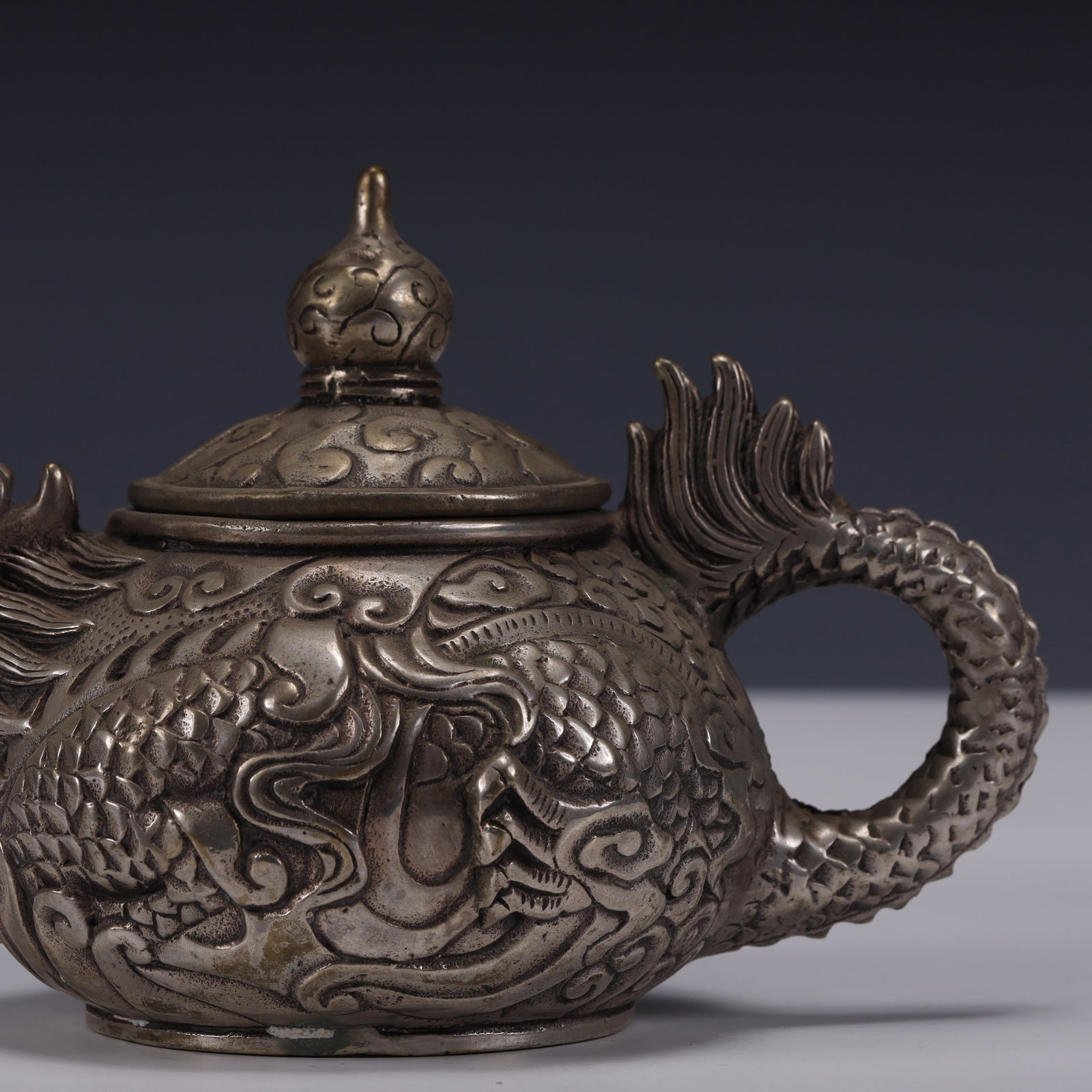 An Exquisite Silver-Plated Bronze Dragon Pattern Ewer - 3