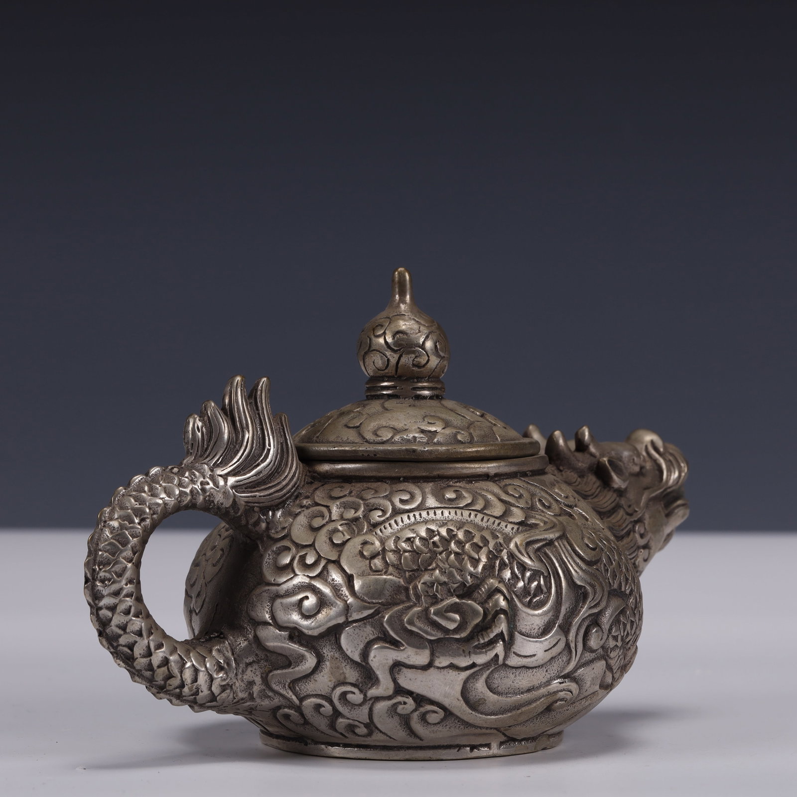An Exquisite Silver-Plated Bronze Dragon Pattern Ewer - 8