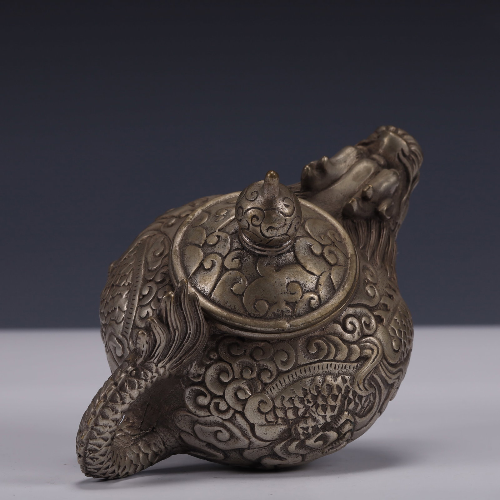 An Exquisite Silver-Plated Bronze Dragon Pattern Ewer - 9