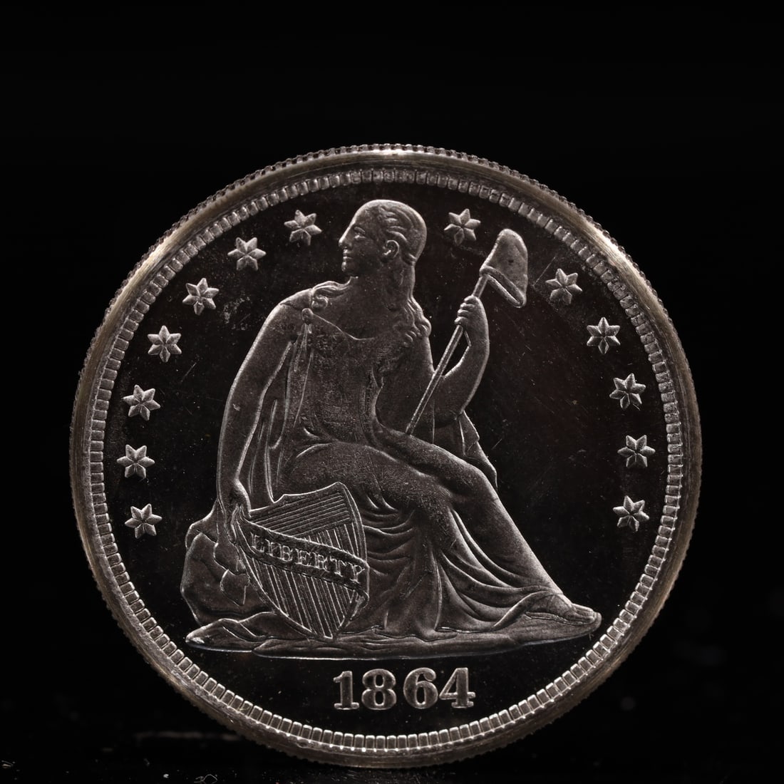 USA One Dollar 1864 Coin: American coin. IN GOD WE TRUST / LIBERTY / 1864 / UNITED STATES OF AMERICA / ONE DOL. Weight:26.9g.