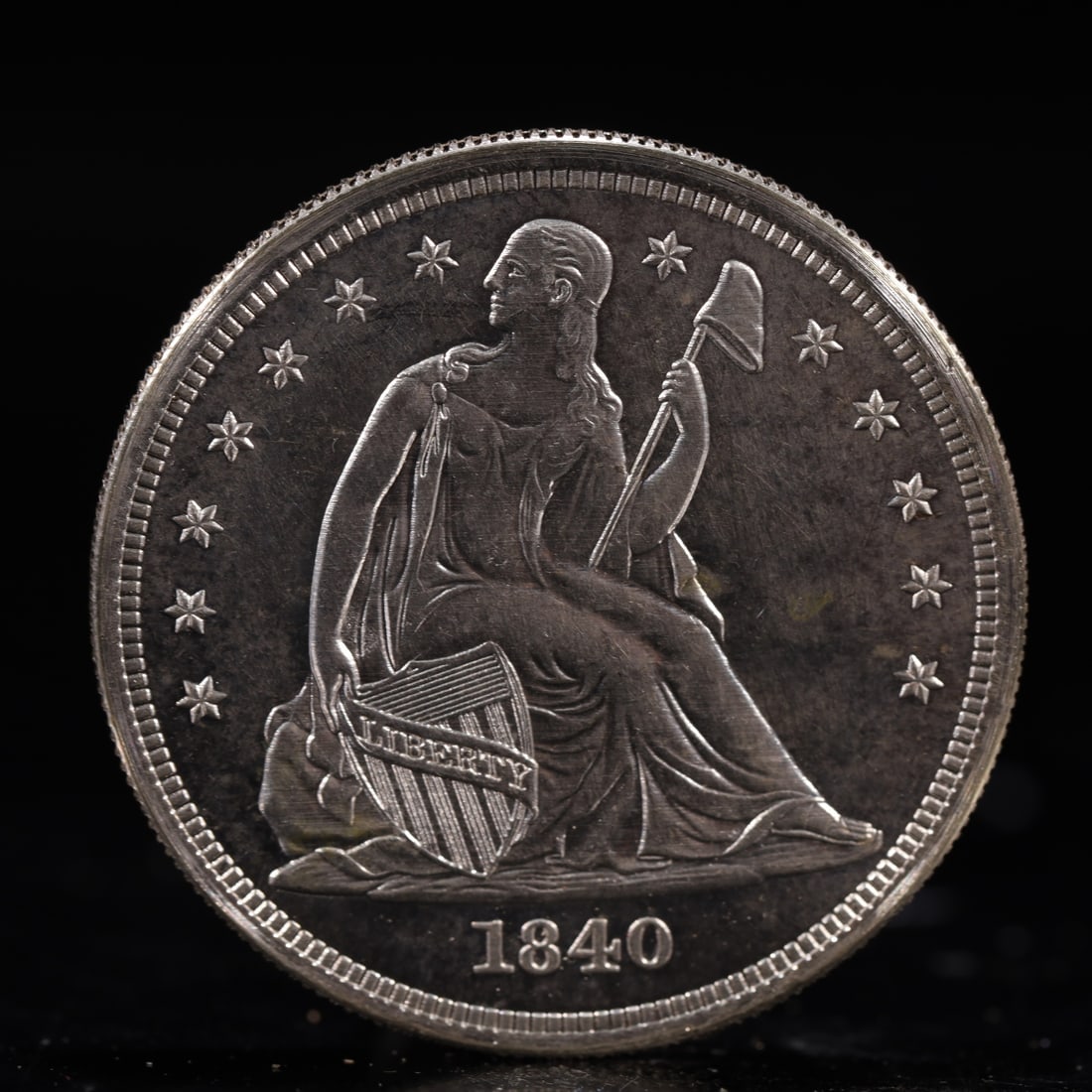 USA One Dollar 1840 Coin: American coin. IN GOD WE TRUST / LIBERTY / 1840 / UNITED STATES OF AMERICA / ONE DOL. Weight:26.9g.