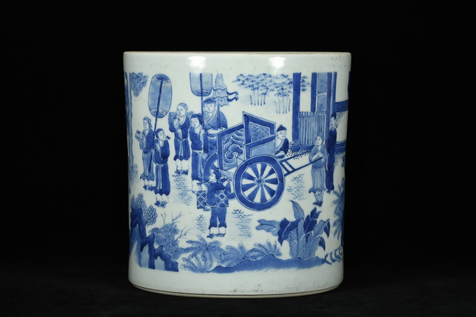 An Exquisite Blue and White Character and Story Pattern Brush Pot (1 of 9)