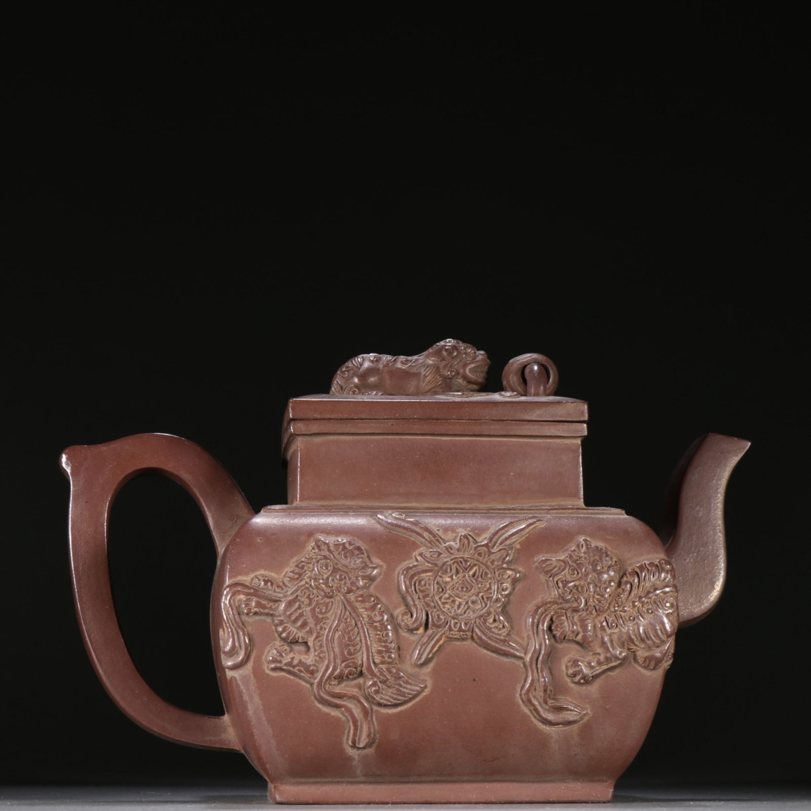 A Rare Purple Sands Lion Pattern Teapot - 5