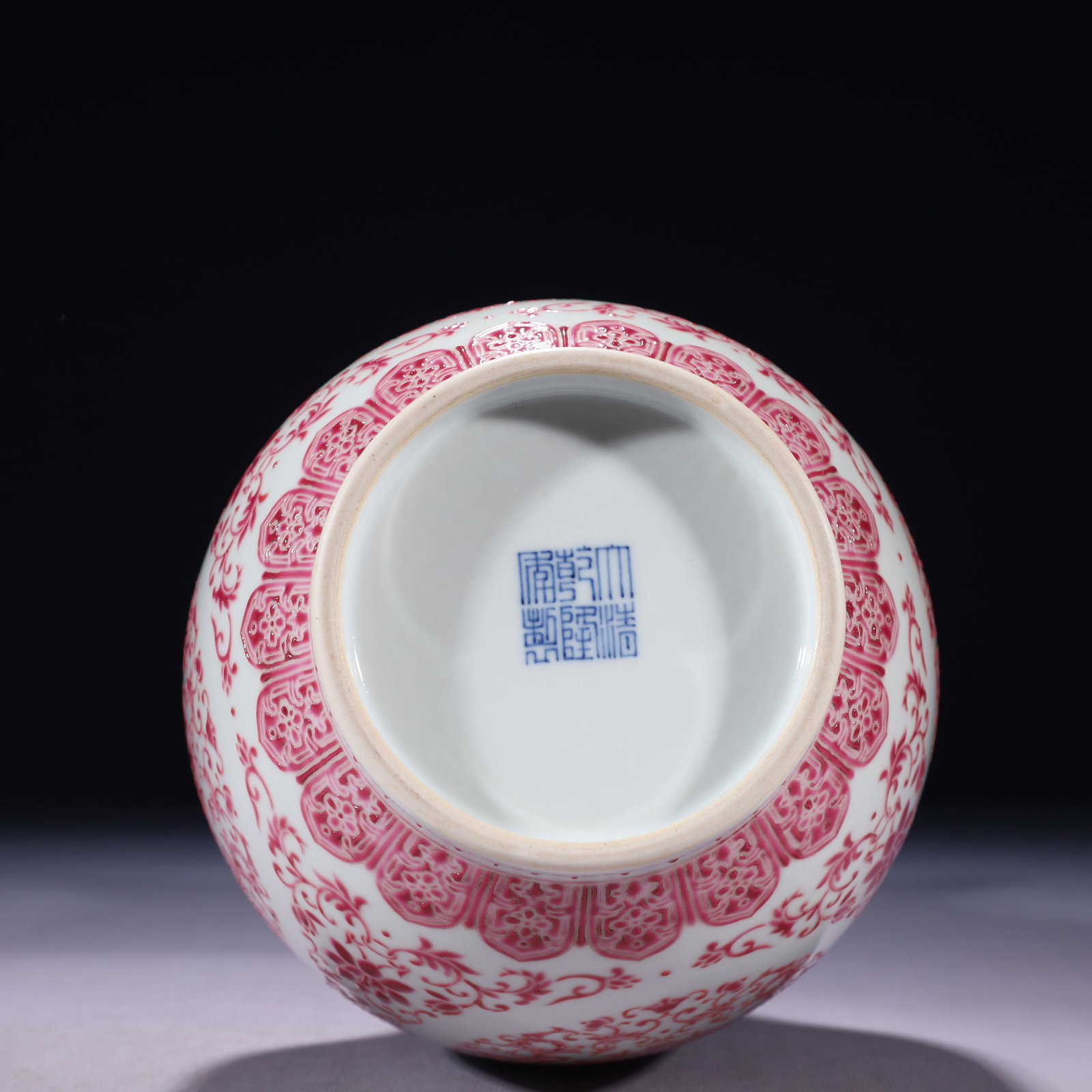 An Exquisite Ruby Red-Glazed Lotus Pattern Double-Ears Vase - 13