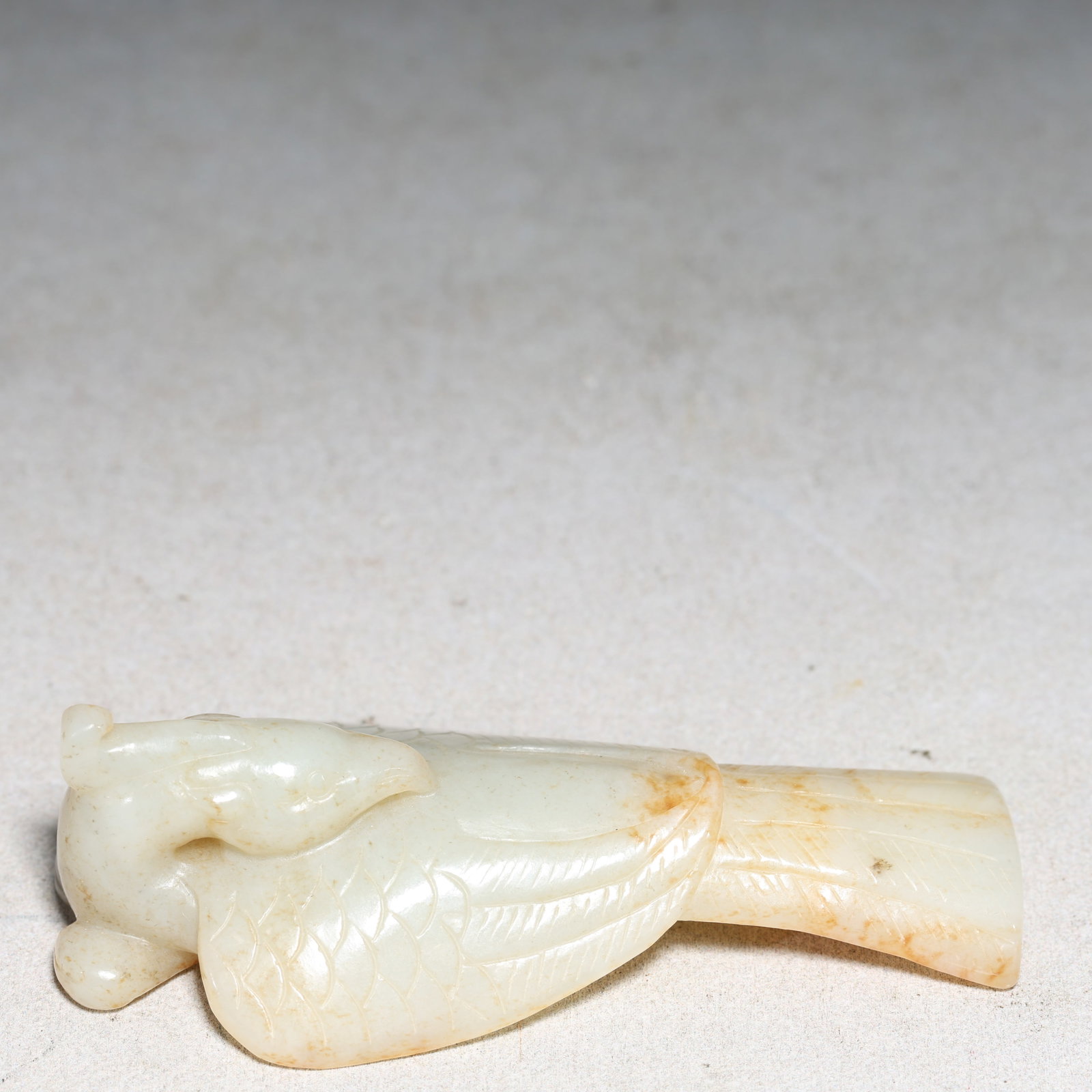 An Archaic Hongshan Culture White Jade Phoenix Pendant: An Archaic Hongshan Culture White Jade Phoenix Pendant,Ancient Time, China,Size:1.9inx3.7inx1.2in,Weight:92g