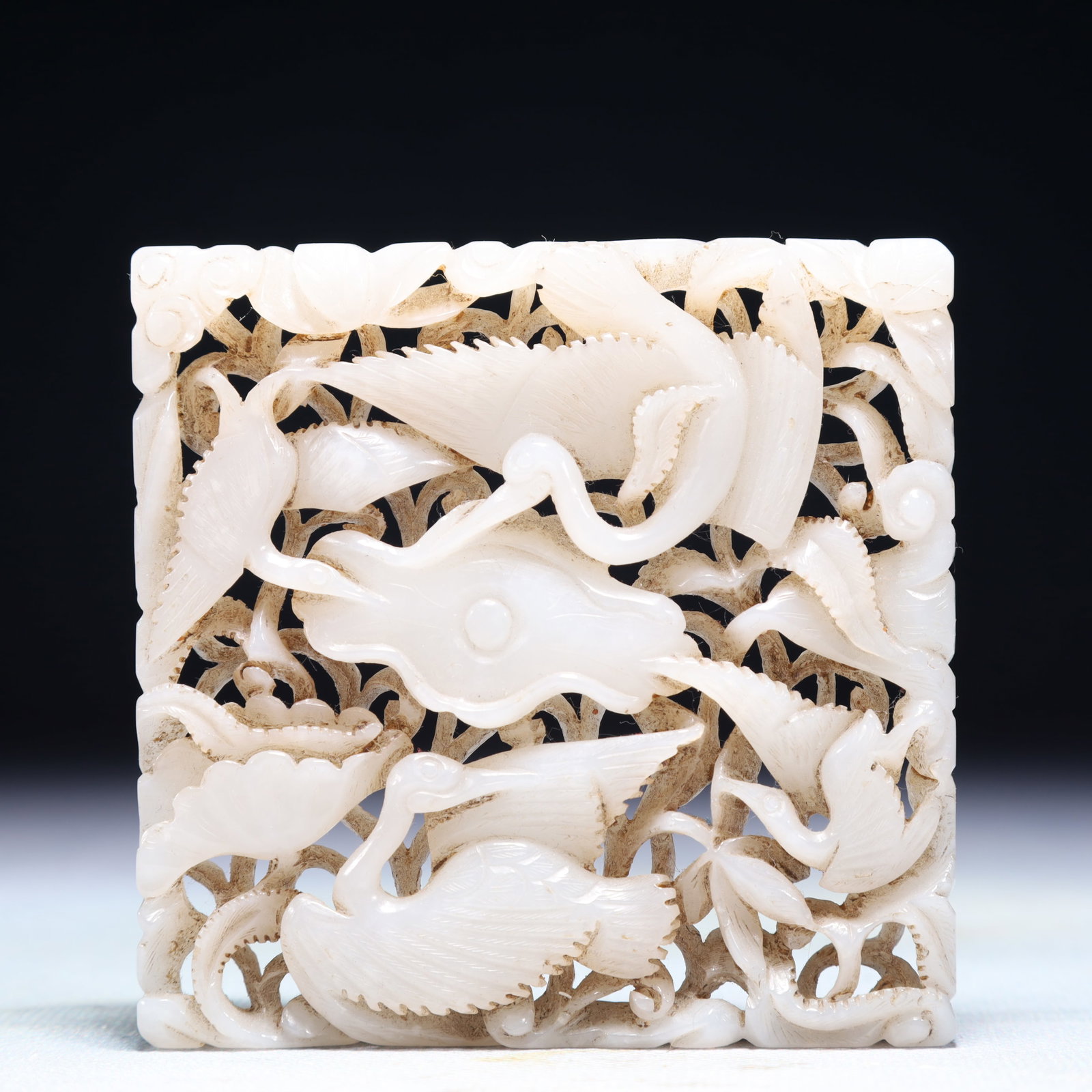 An Exquisite White Jade Bird Pattern Pendant: An Exquisite White Jade Bird Pattern Pendant,Qing Dynasty,China,Size:3.1inx3.1in,Weight:107.7g 白玉鸟纹佩,中国清代