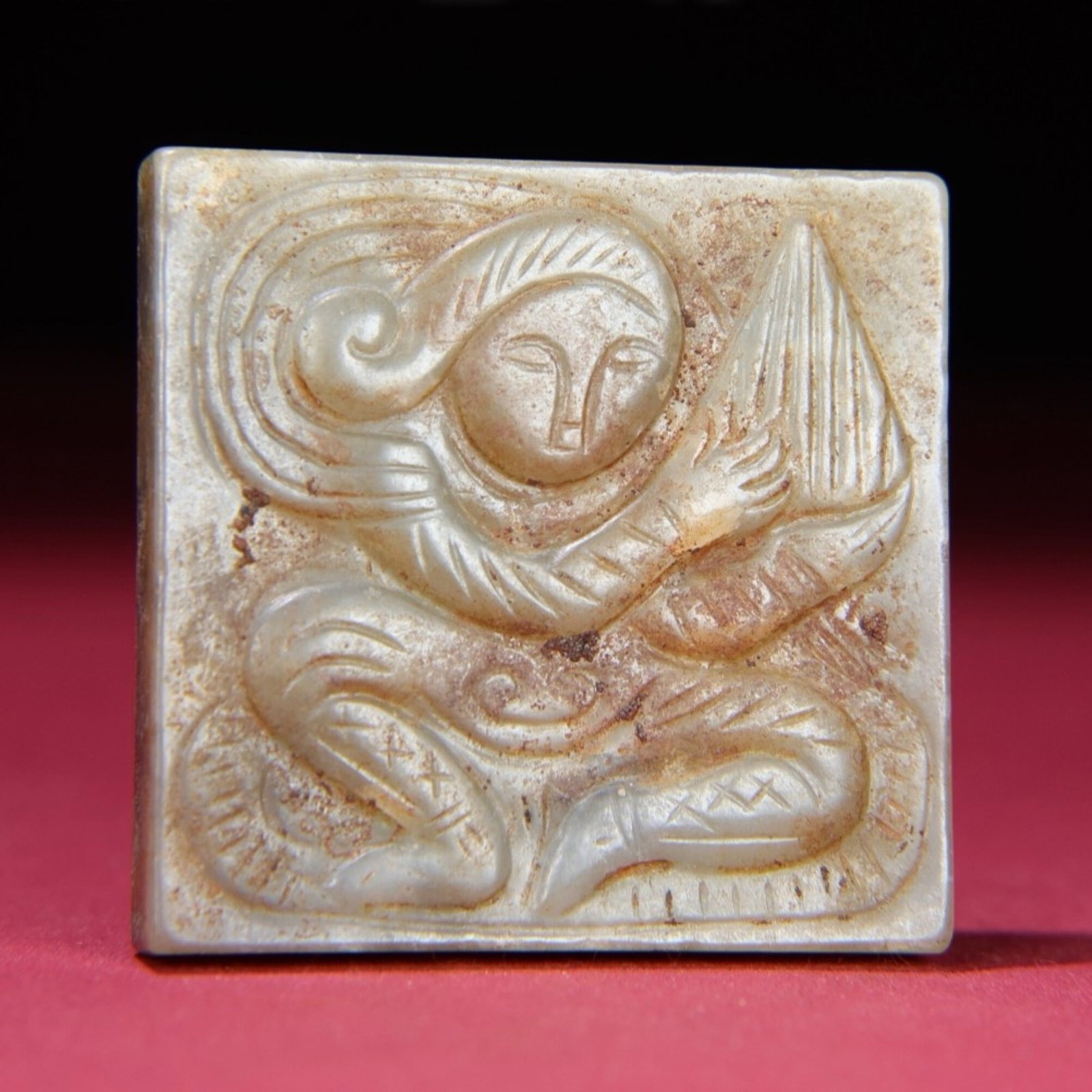 White Jade Figure Pendant: White Jade Figure Pendant,Qing Dynasty,China,Size:2inx2inx0.3in,Weight:63g 白玉人物佩,中国清代