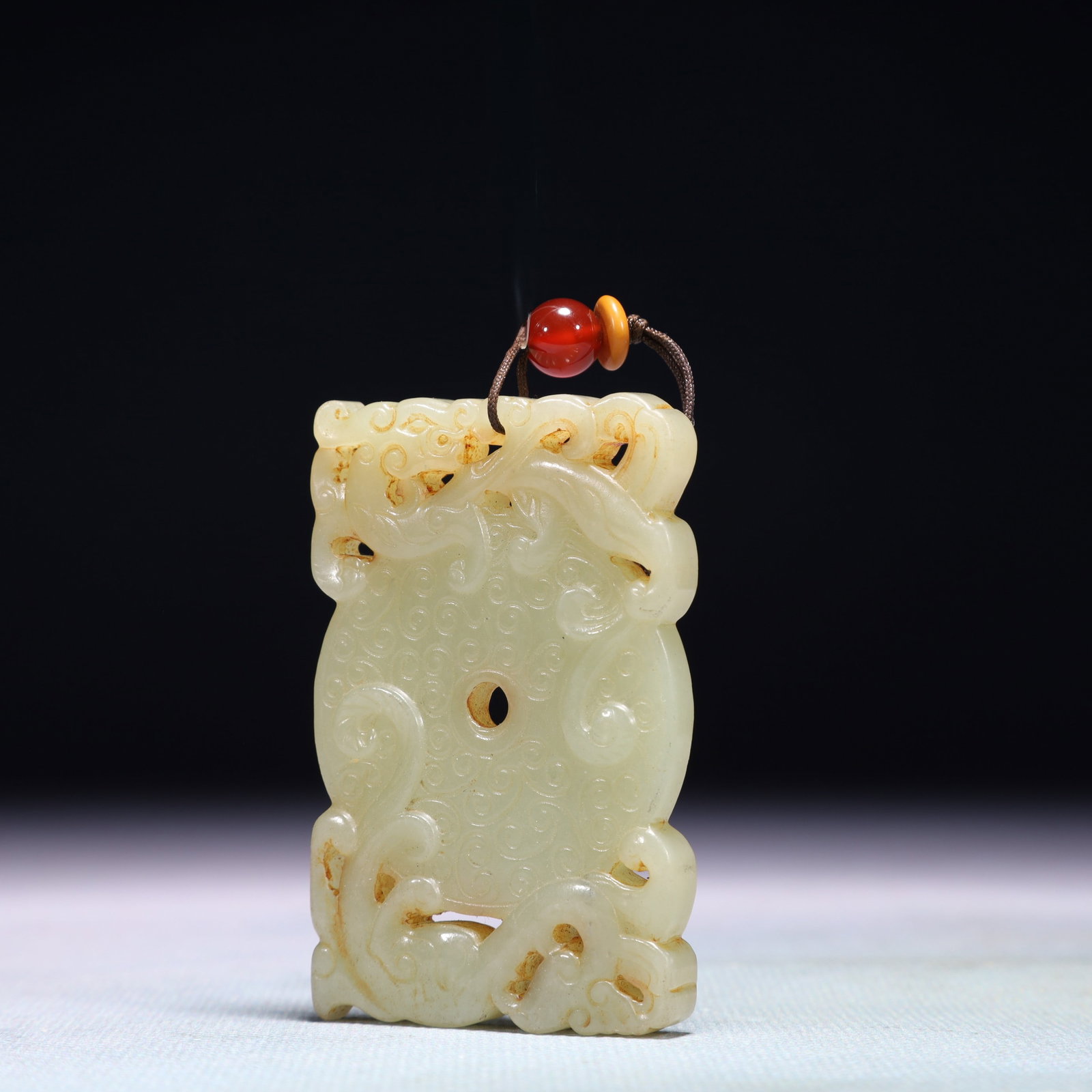 An Exquisite White Jade Chi-Dragon Pattern Pendant - 2