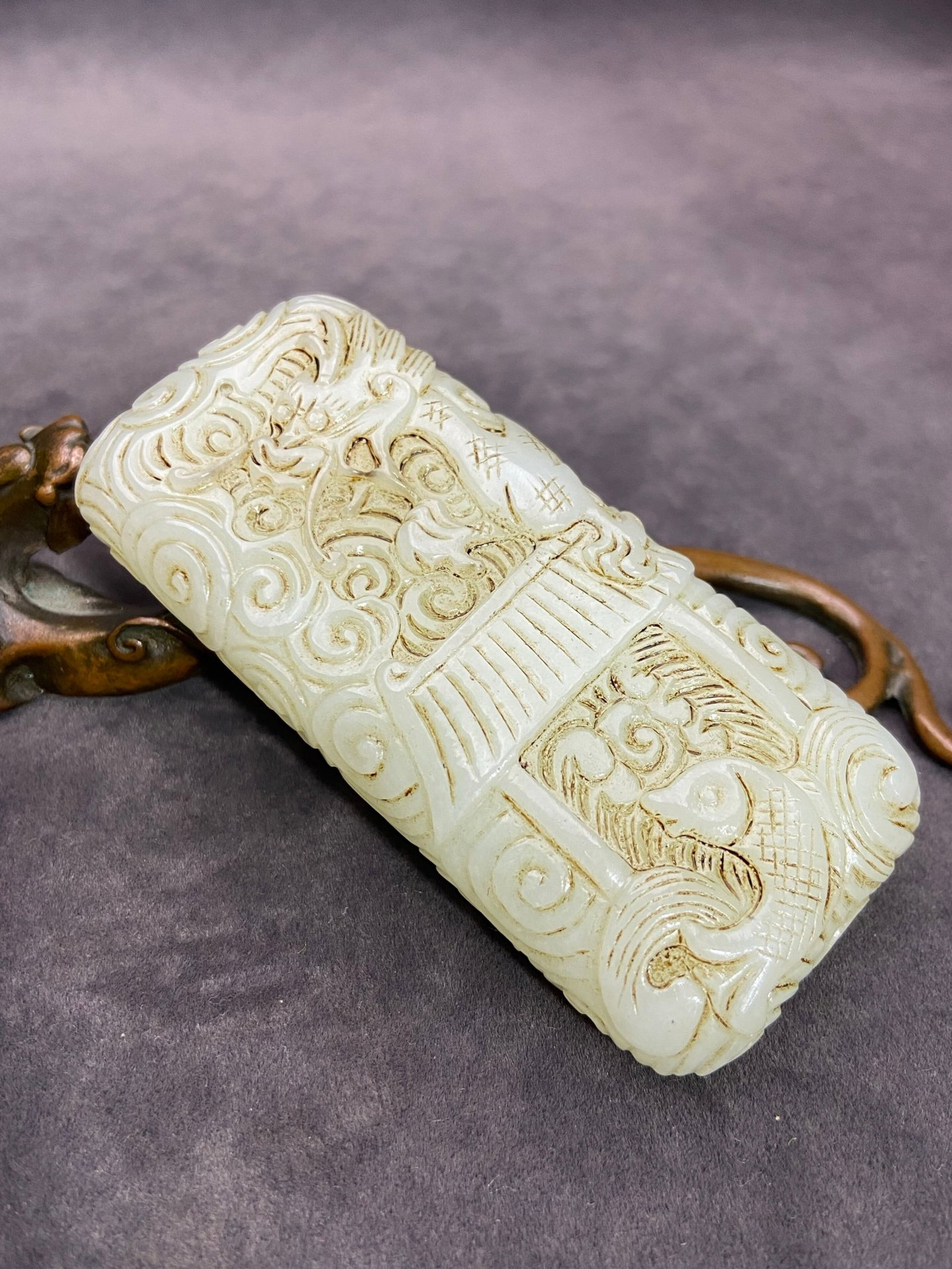 An Exquisite White Jade Fish Dragon Pattern Pendant - 2