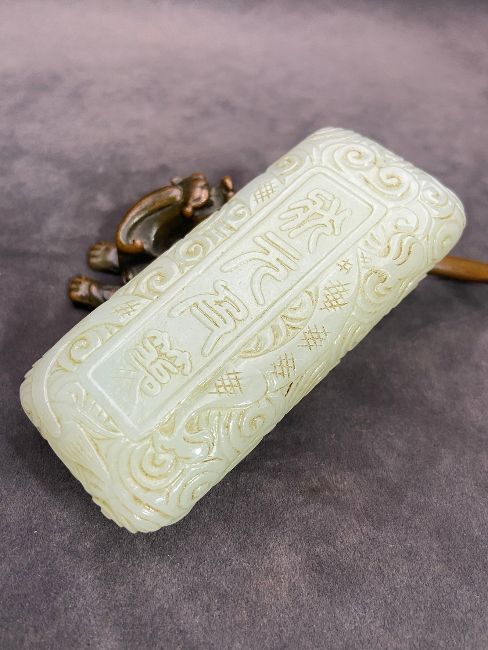 An Exquisite White Jade Fish Dragon Pattern Pendant - 6