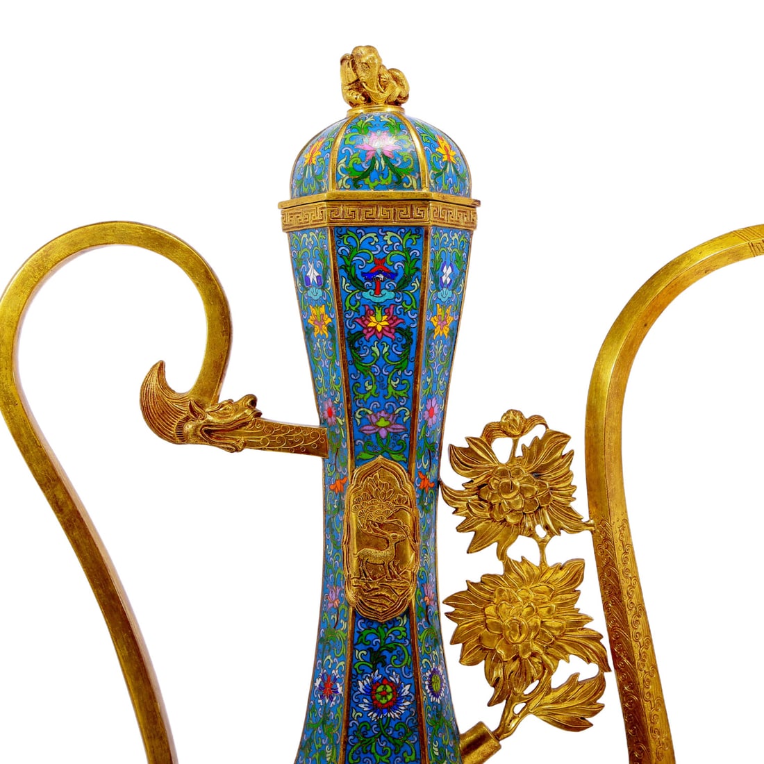 An exquisite cloisonn?? floral deer pattern ewer - 2