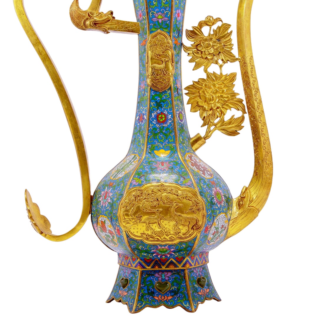 An exquisite cloisonn?? floral deer pattern ewer - 3