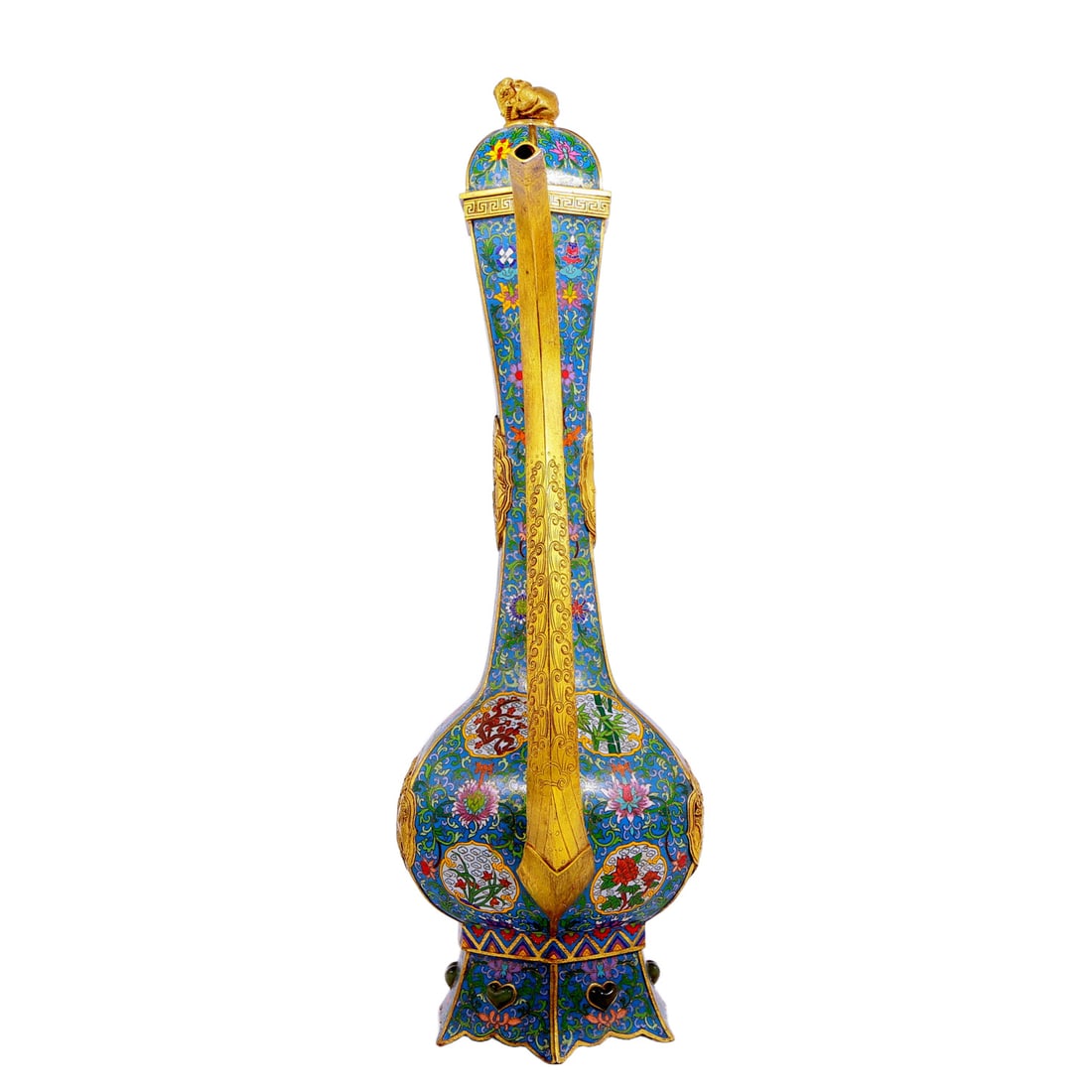 An exquisite cloisonn?? floral deer pattern ewer - 5