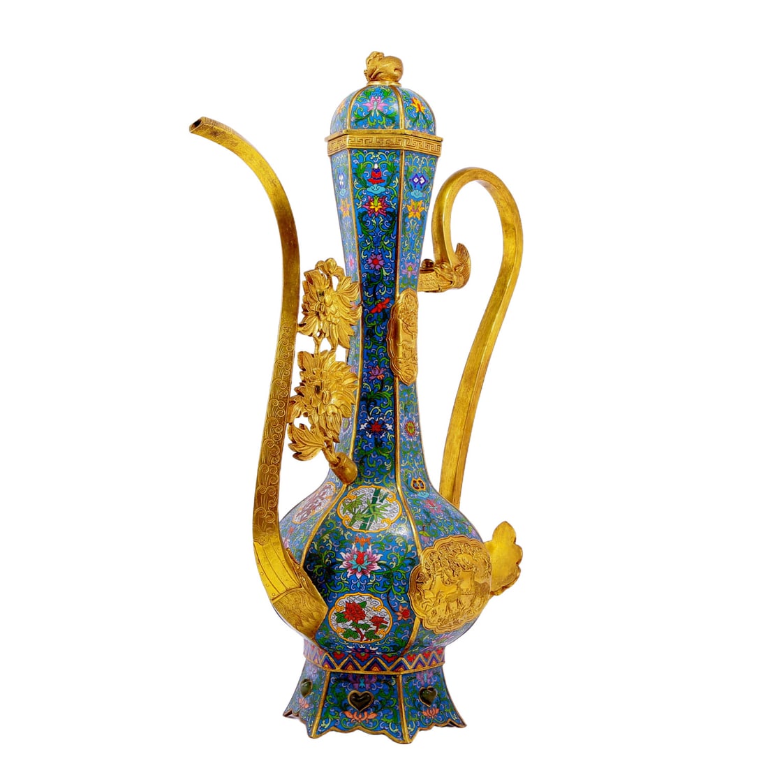An exquisite cloisonn?? floral deer pattern ewer - 6