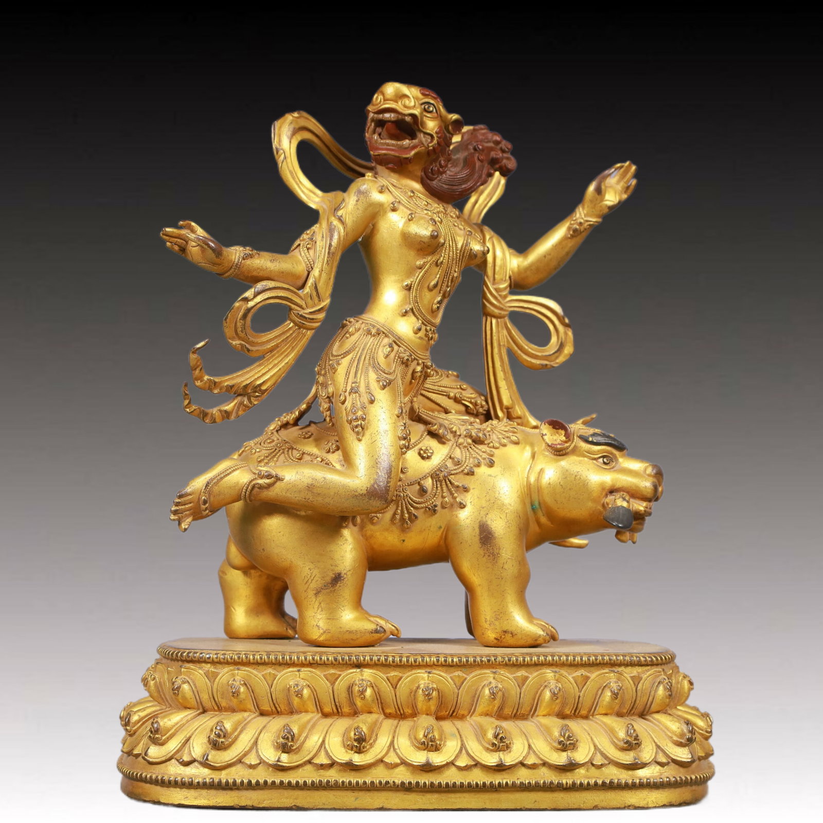 A Solemn Gilt Bronze Buddha Statue: A Solemn Gilt Bronze Buddha Statue, Ming Dynasty, China, Yongle Six-character Mark, Size:8.3inx4.7inx11in, Weight:5250g