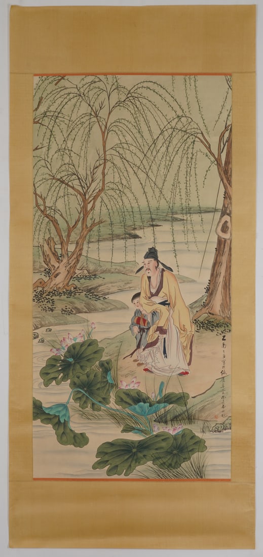 A Chinese Ink Painting of Character and Story on Paper: A Chinese Ink Painting of Character and Story on Paper,Fei Danxu,Size:51.6inx25.2in 一幅中国水墨人物故事画,费丹旭
