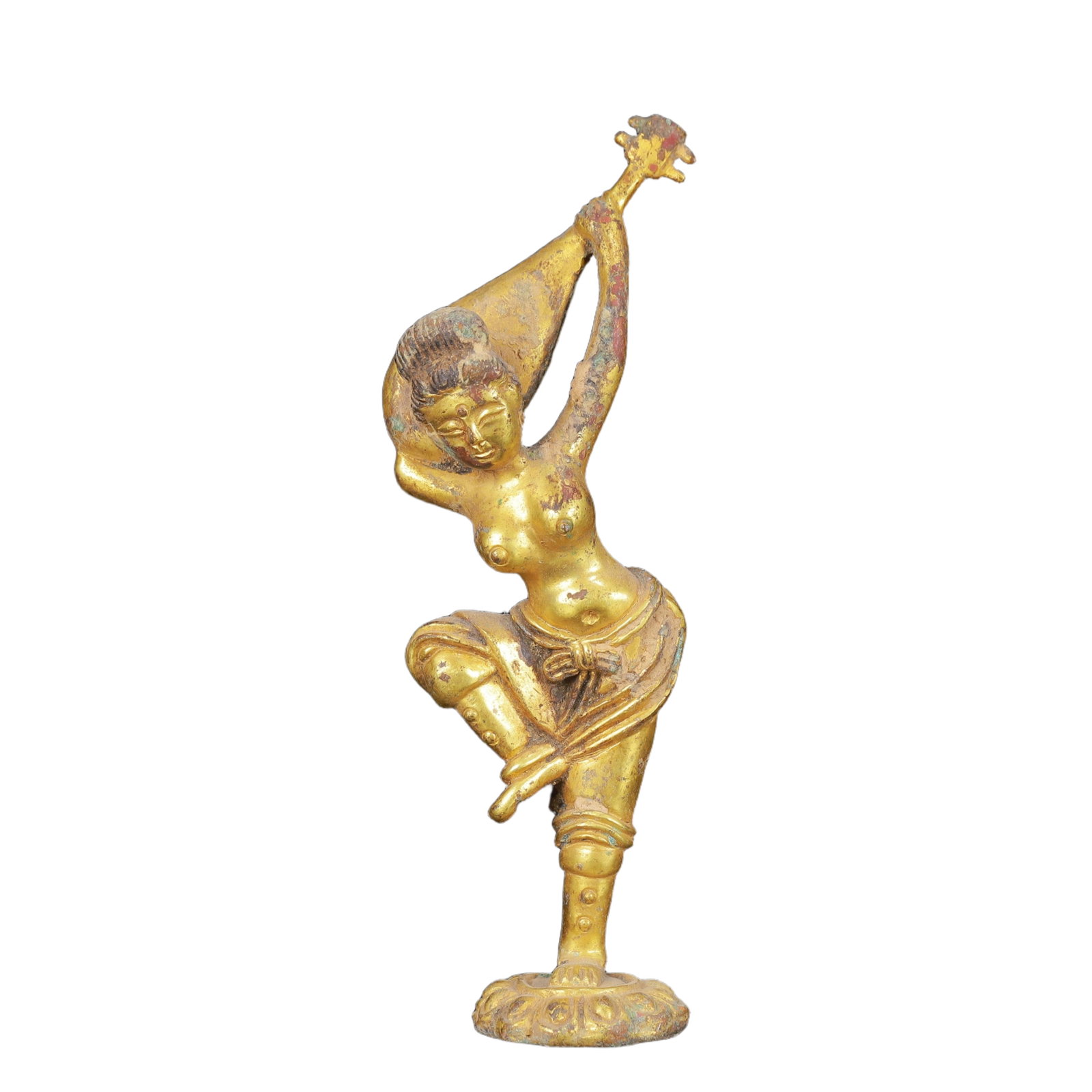 An Exquisite Gilt Bronze Figure Ornament: An Exquisite Gilt Bronze Figure Ornament,Qing Dynasty,China,Size:1.6inx1.2inx5.1in,Weight:187g 铜鎏金人物摆件,中国清代