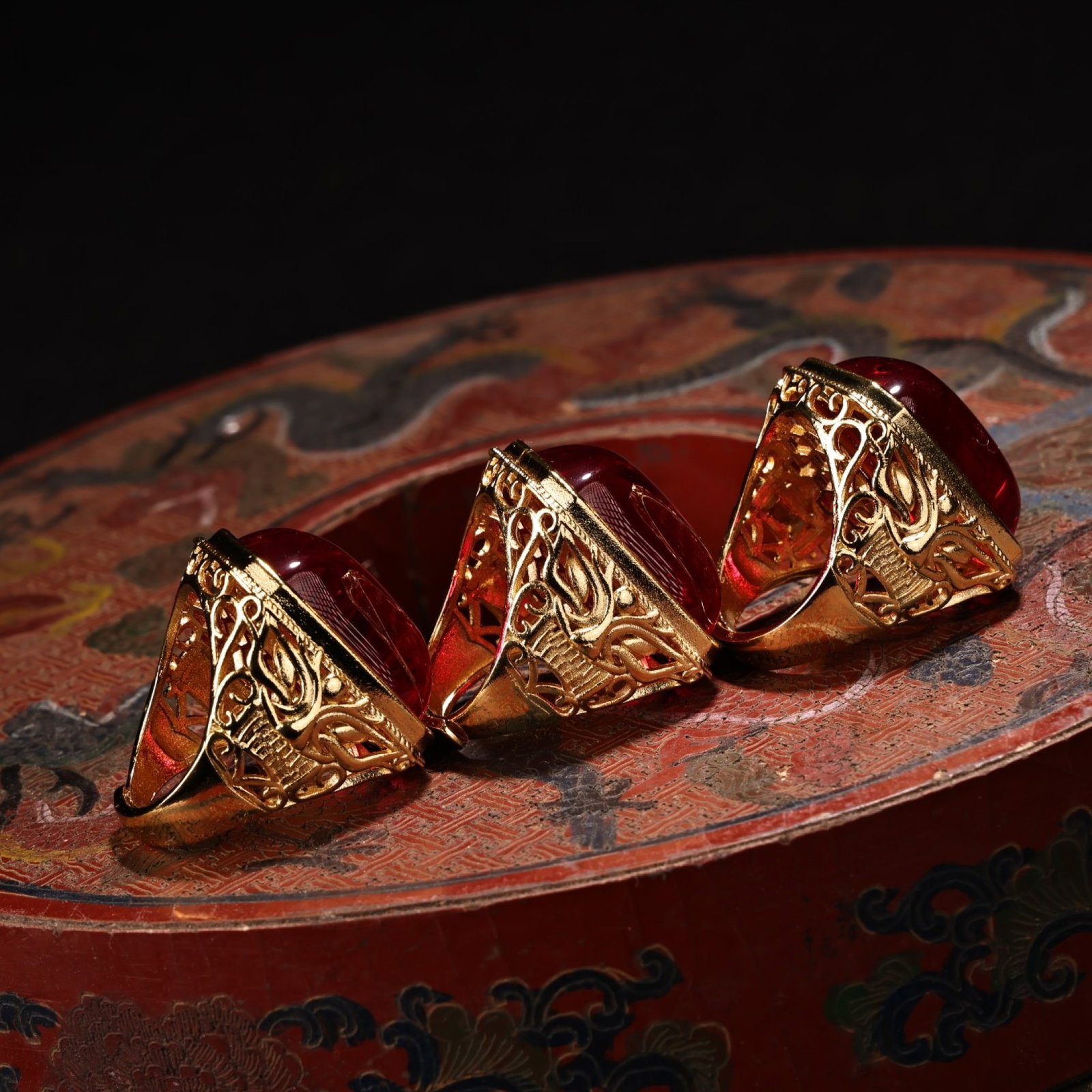 A Set of Fine Ruby Rings - 7