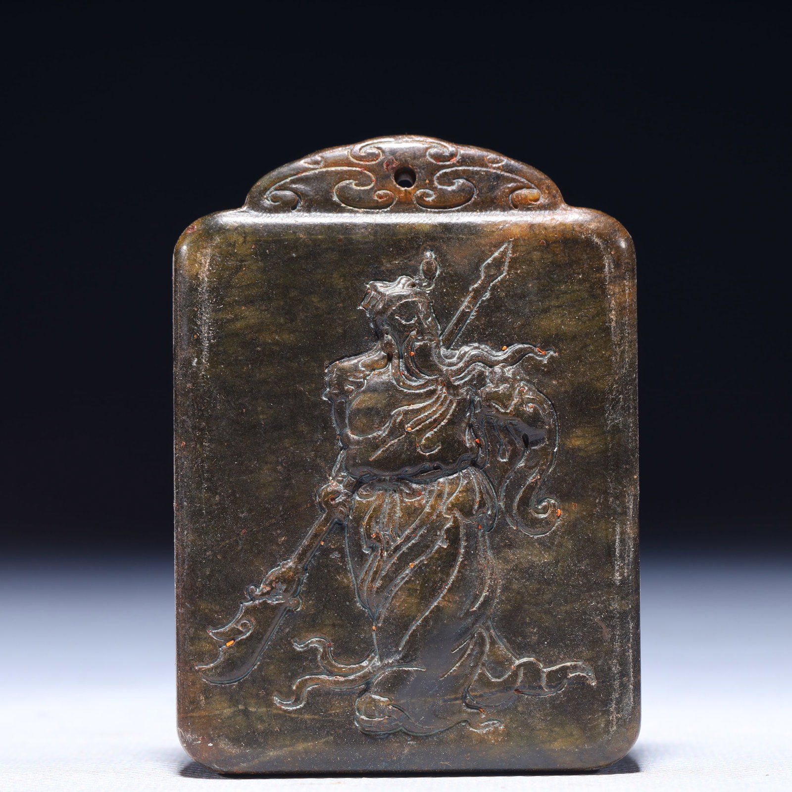 An Exquisite Archaic Jade Figure Pattern Pendant: An Exquisite Archaic Jade Figure Pattern Pendant,Ancient Time,China,Size:2.2inx0.4inx3in,Weight:85g 高古玉人物纹挂件,中国远古