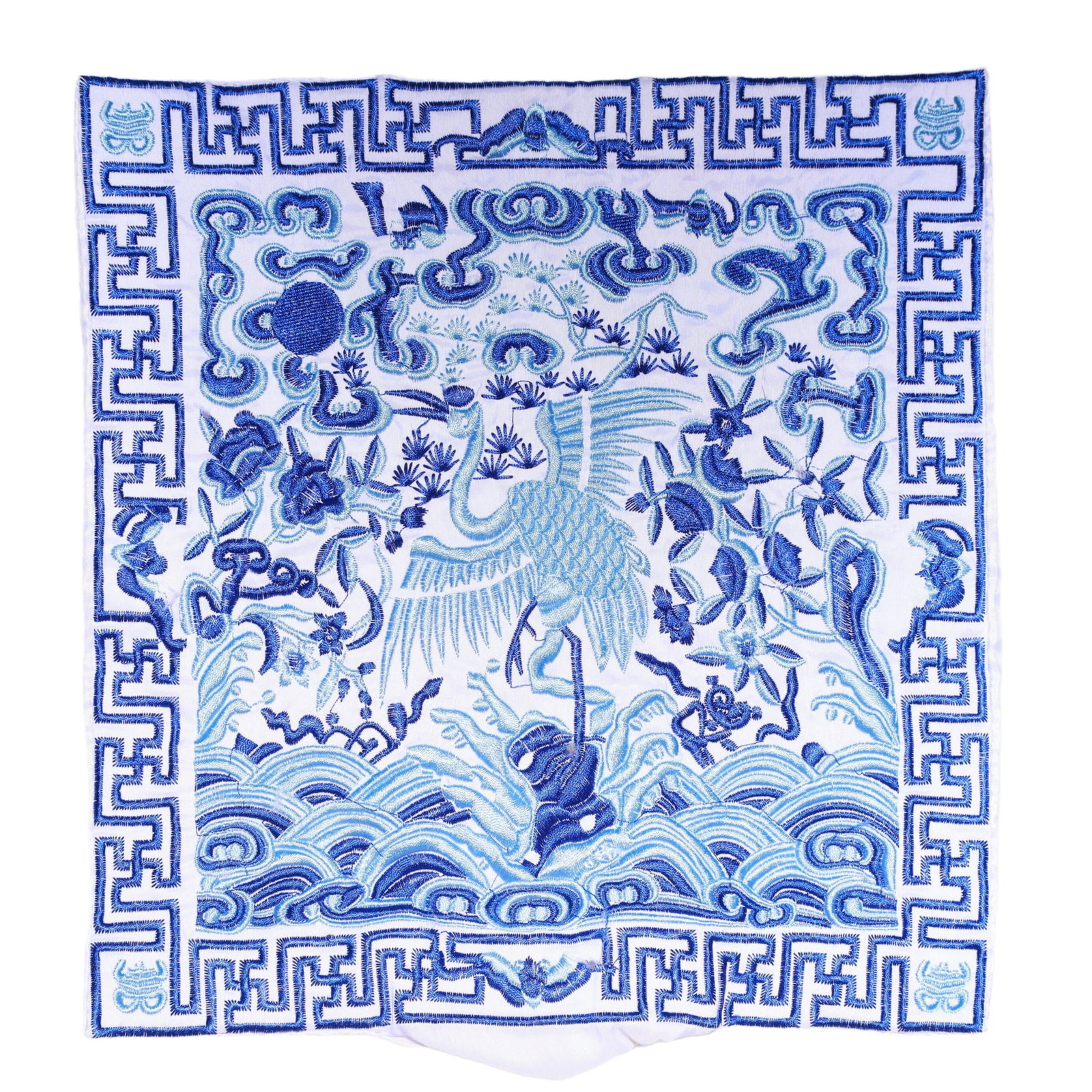 An Exquisite Embroidery Crane Pattern Civil Official Rank Badges: An Exquisite Embroidery Crane Pattern Civil Official Rank Badges,Qing Dynasty,China,Size:10.2inx10.2in 刺绣仙鹤官补,中国清代