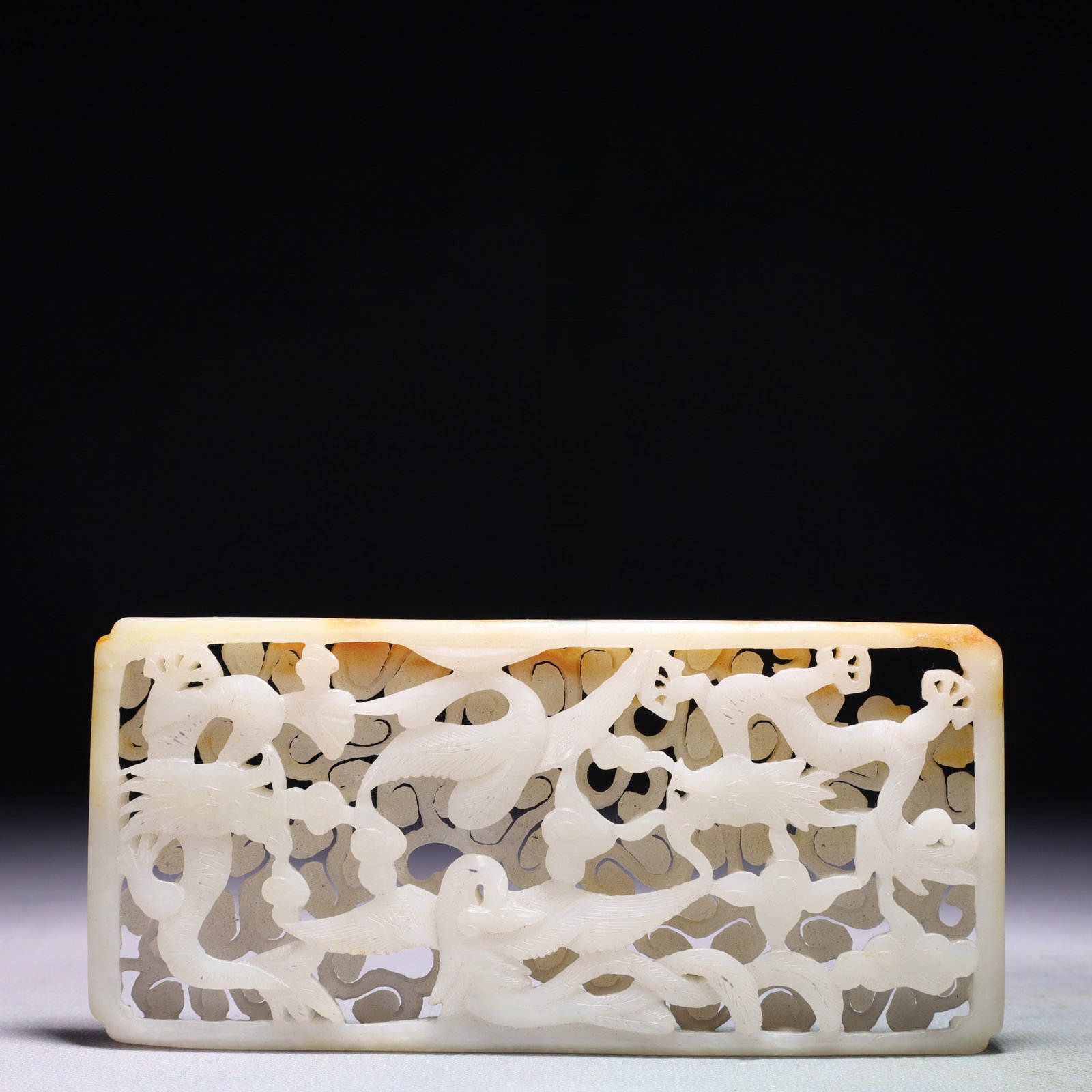 An Exquisite White Jade Dragon and Phoenix Pattern Pendant: An Exquisite White Jade Dragon and Phoenix Pattern Pendant,Qing Dynasty,China,Size:5.9inx2.8in,Weight:217.2g 白玉龙凤纹佩,中国清代