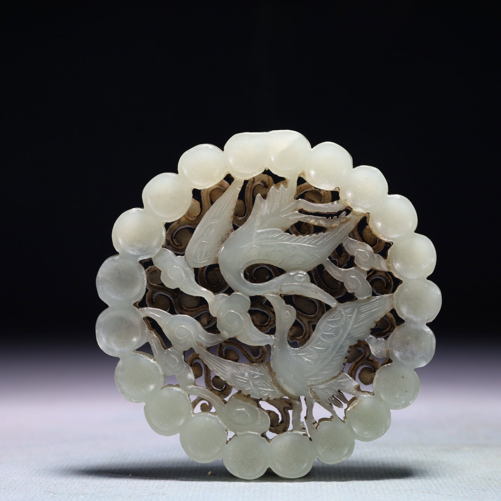 An Exquisite White Jade Auspicious Cloud and Crane Pattern Pendant: An Exquisite White Jade Auspicious Cloud and Crane Pattern Pendant,Qing Dynasty,China,Size:2.8inx0.3in,Weight:79.8g 白玉祥云鹤纹挂件,中国