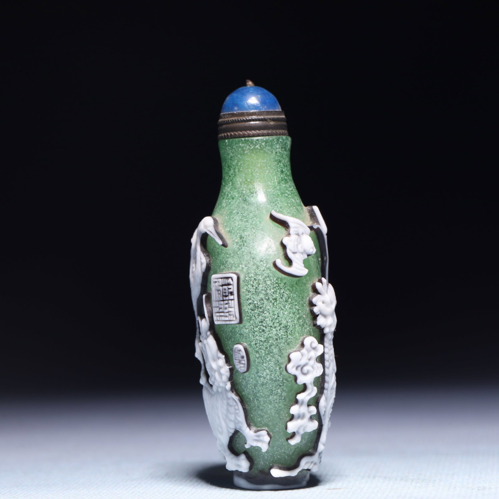 An Exquisite Glass Kylin Crane Pattern Snuff Bottle - 3