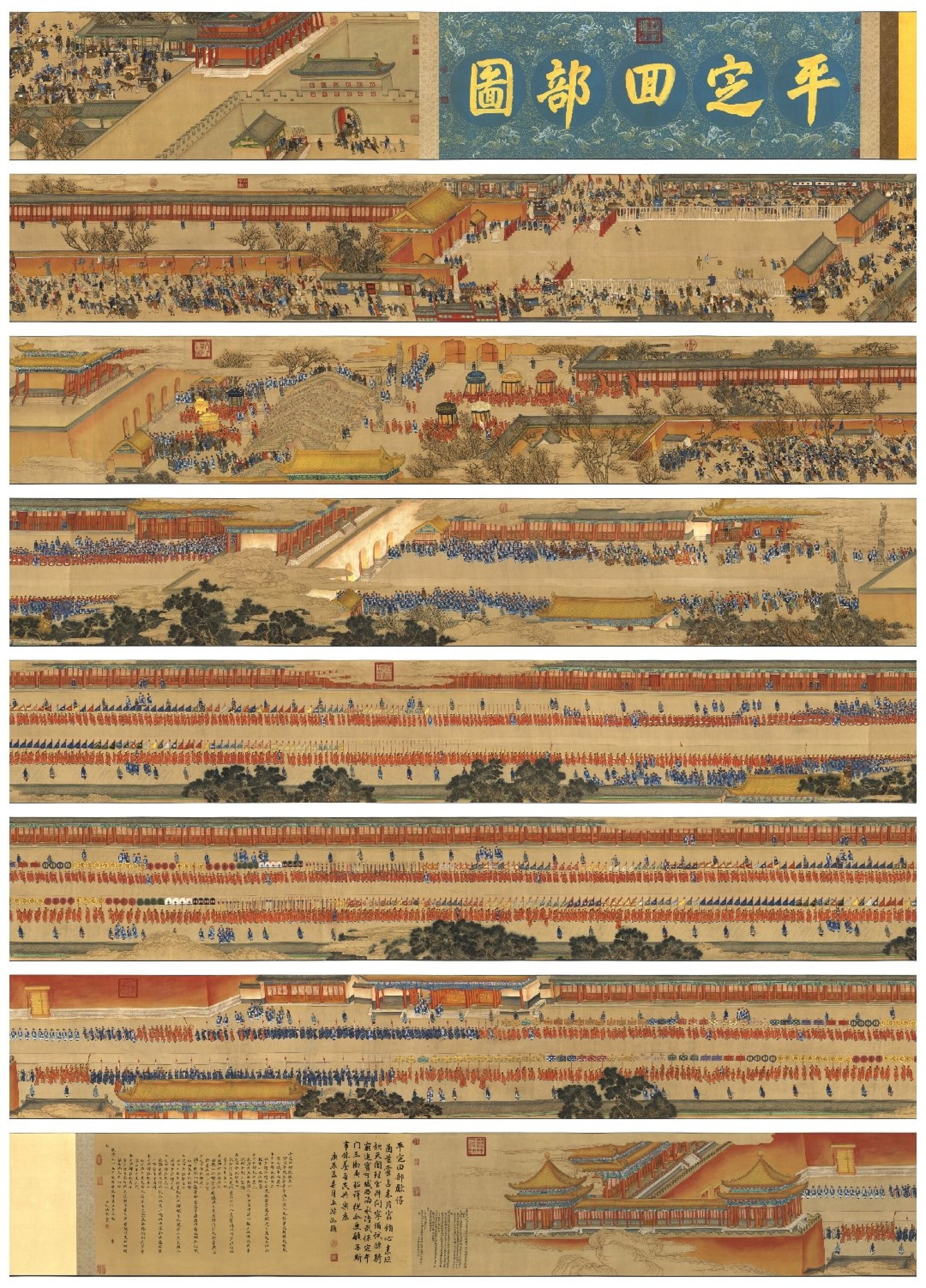 A Chinese Hand Scroll Ink Painting of Figure and Story on Paper: A Chinese Hand Scroll Ink Painting of Figure and Story on Paper,Xu Yang,Size:1149.6inx24in 一幅中国水墨人物故事画手卷,