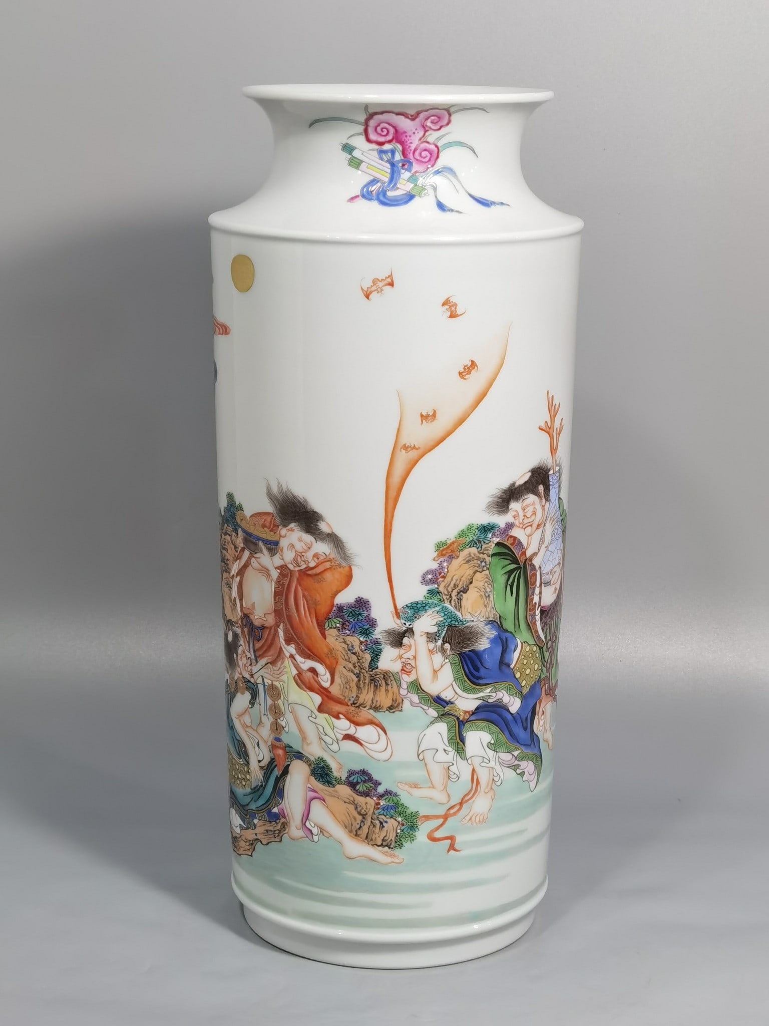 A Rare Famille-Rose Character and Story Pattern Vase: A Rare Famille-Rose Character and Story Pattern Vase,Qing Dynasty,China,Yongzheng Six-character Mark,Size:12.9inx5.5in 粉彩人物故事纹瓶,中国