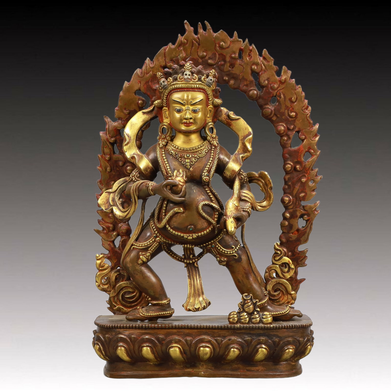 A Solemn Gilt Bronze Statue of Mammon: A Solemn Gilt Bronze Statue of Mammon,Qing Dynasty, China,Size:8.1inx3in,Weight:3500g 铜鎏金财神像,中国清代