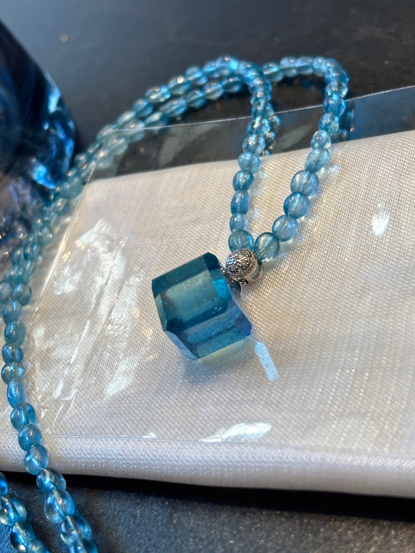 An Exquisite Aquamarine Pendant: An Exquisite Aquamarine Pendant,Size:0.6in,Weight:13g 海蓝宝挂件