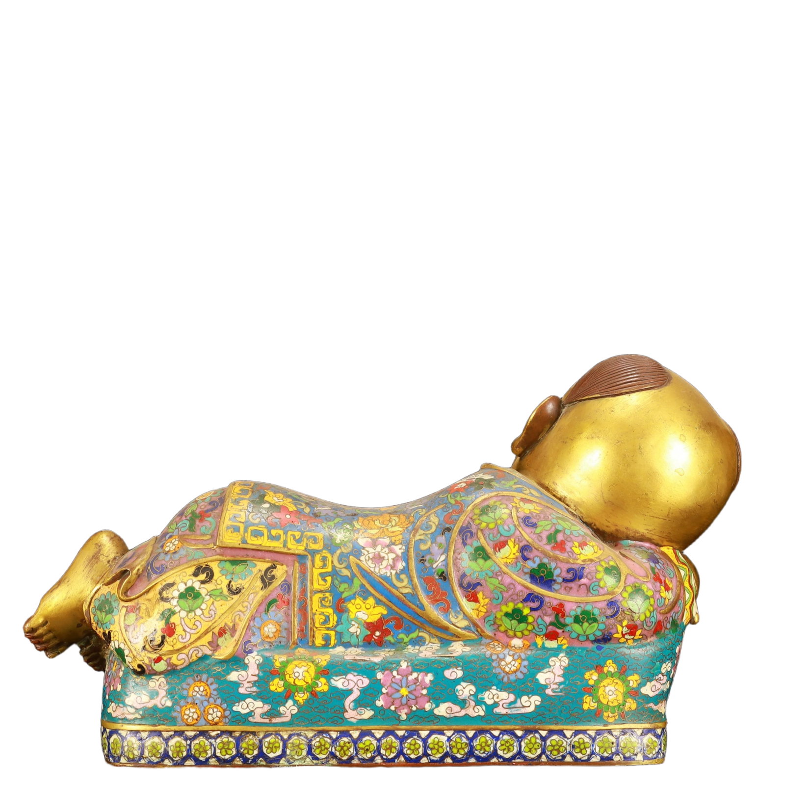 A Rare Cloisonne Flower Pattern Figure Pillow - 7