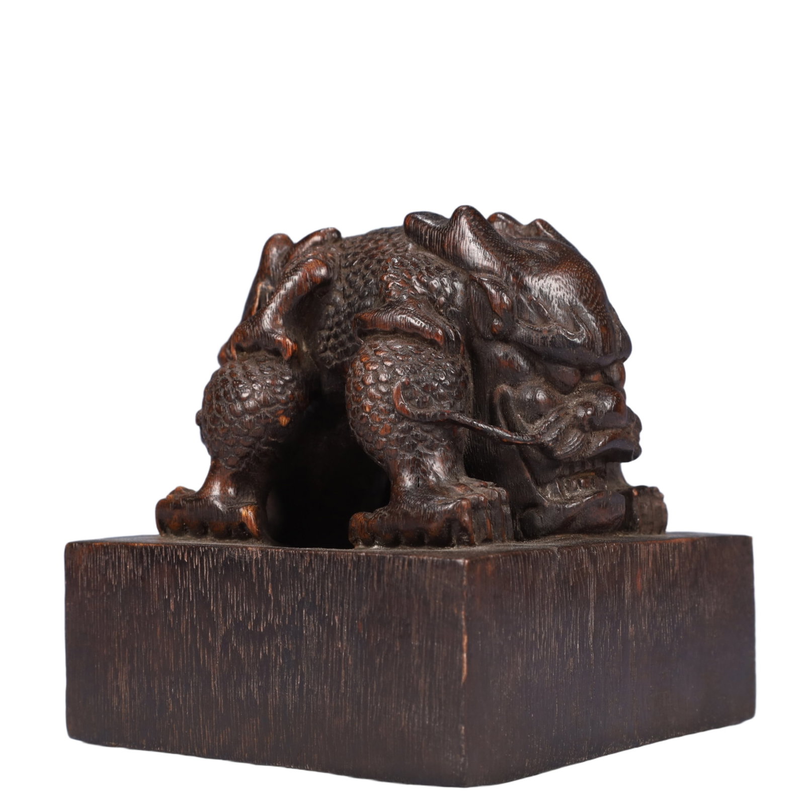 An Exquisite Redwood Auspicious Beast Pattern Seal - 2