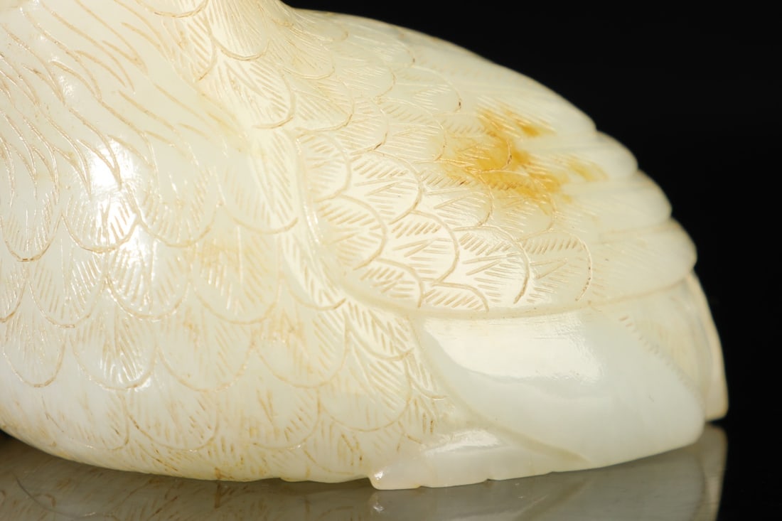 An Exquisite White Jade Bird Hand Piece - 2