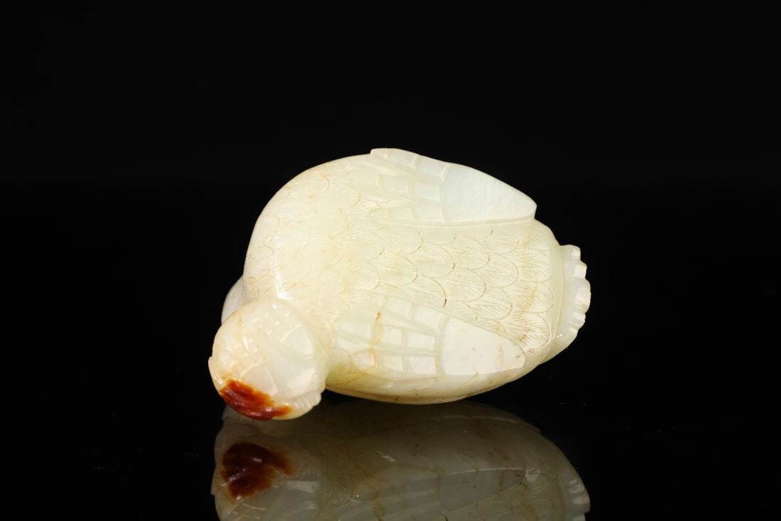 An Exquisite White Jade Bird Hand Piece - 3