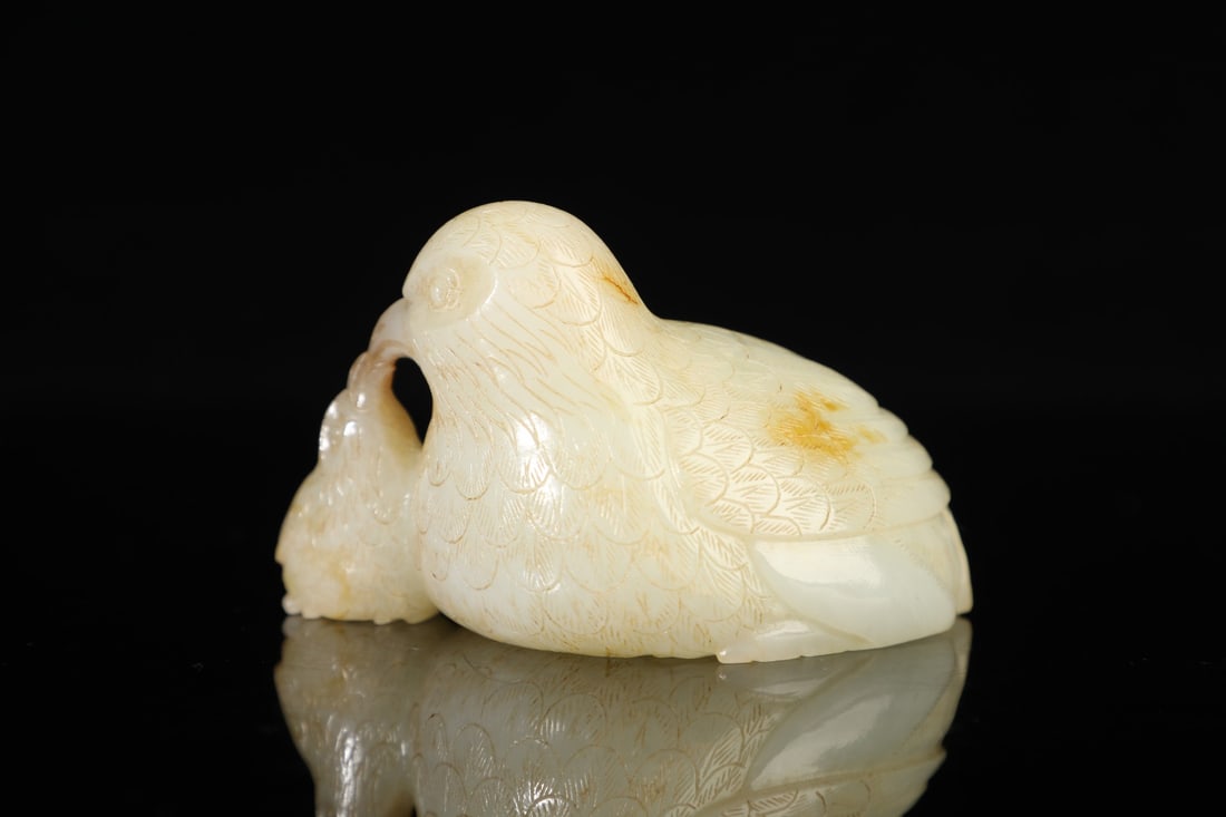 An Exquisite White Jade Bird Hand Piece - 4